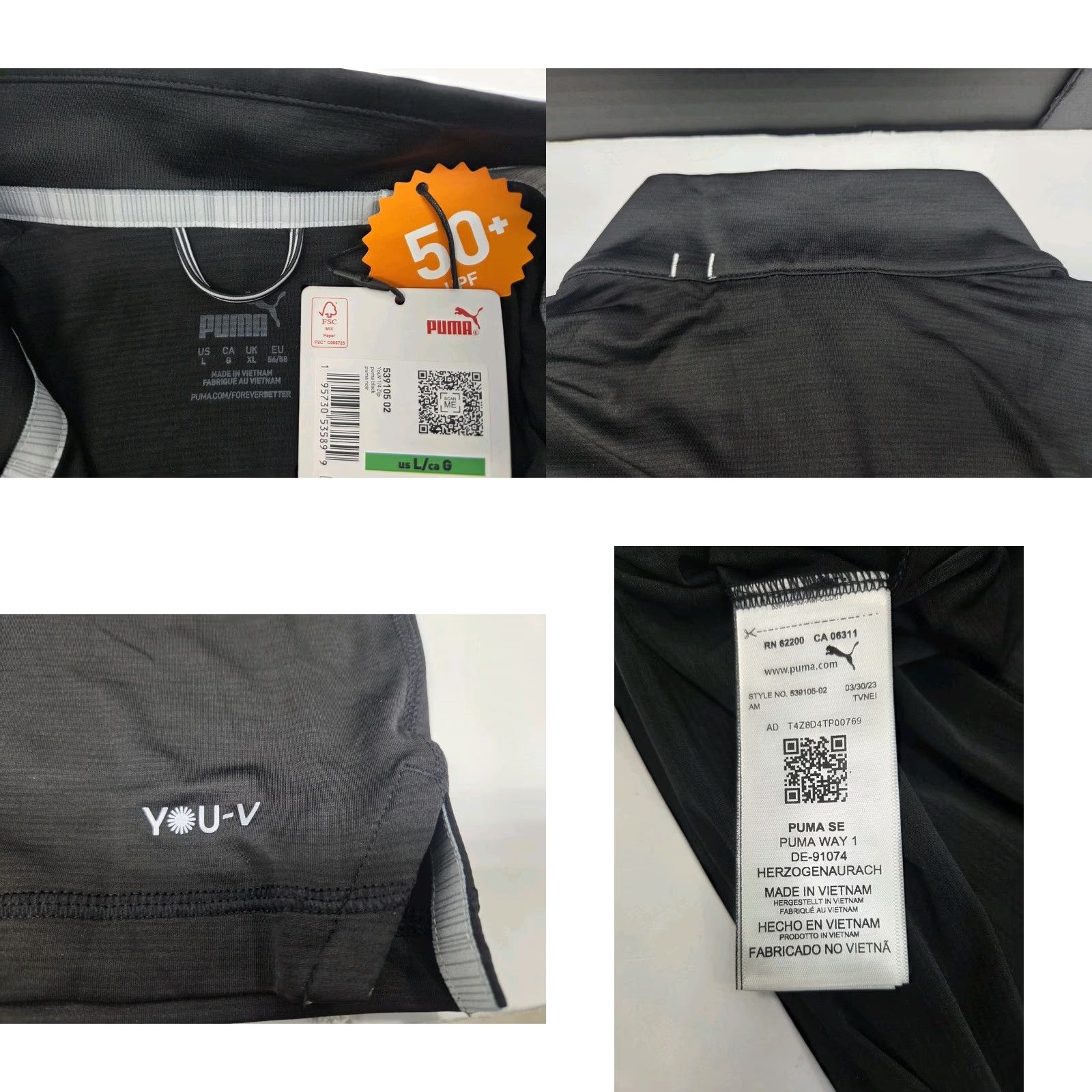 Puma PUMA Jacket Long Sleeve 1/4 Zip Black UV 50+ L Size US L / EU 52-54 / 3 - 8 Thumbnail