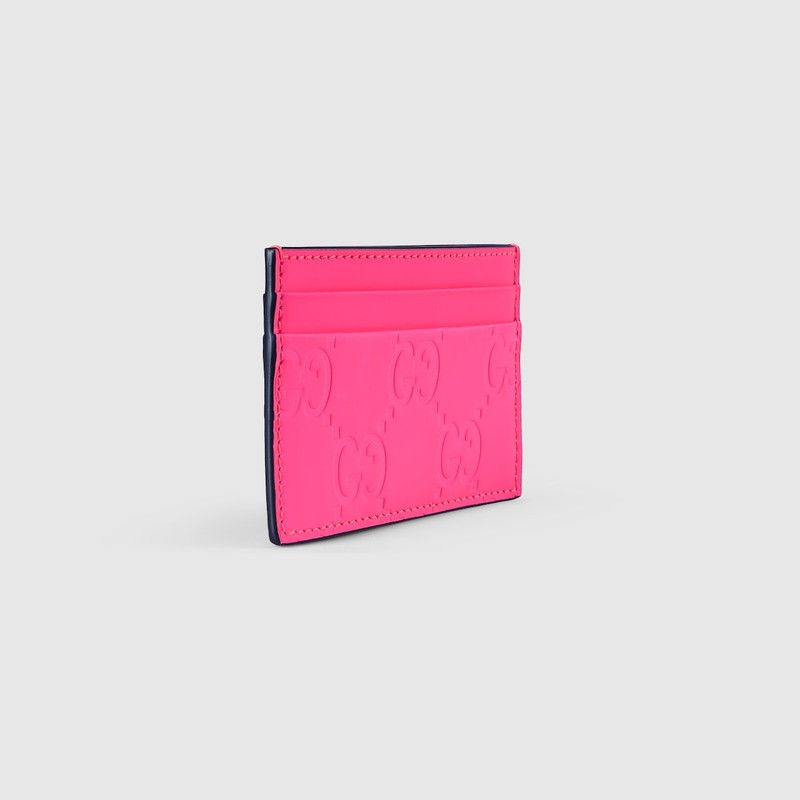 Gucci oc11z1225 Size: OS / GG Rubber Effect Card Case in Pink Size ONE SIZE - 3 Thumbnail