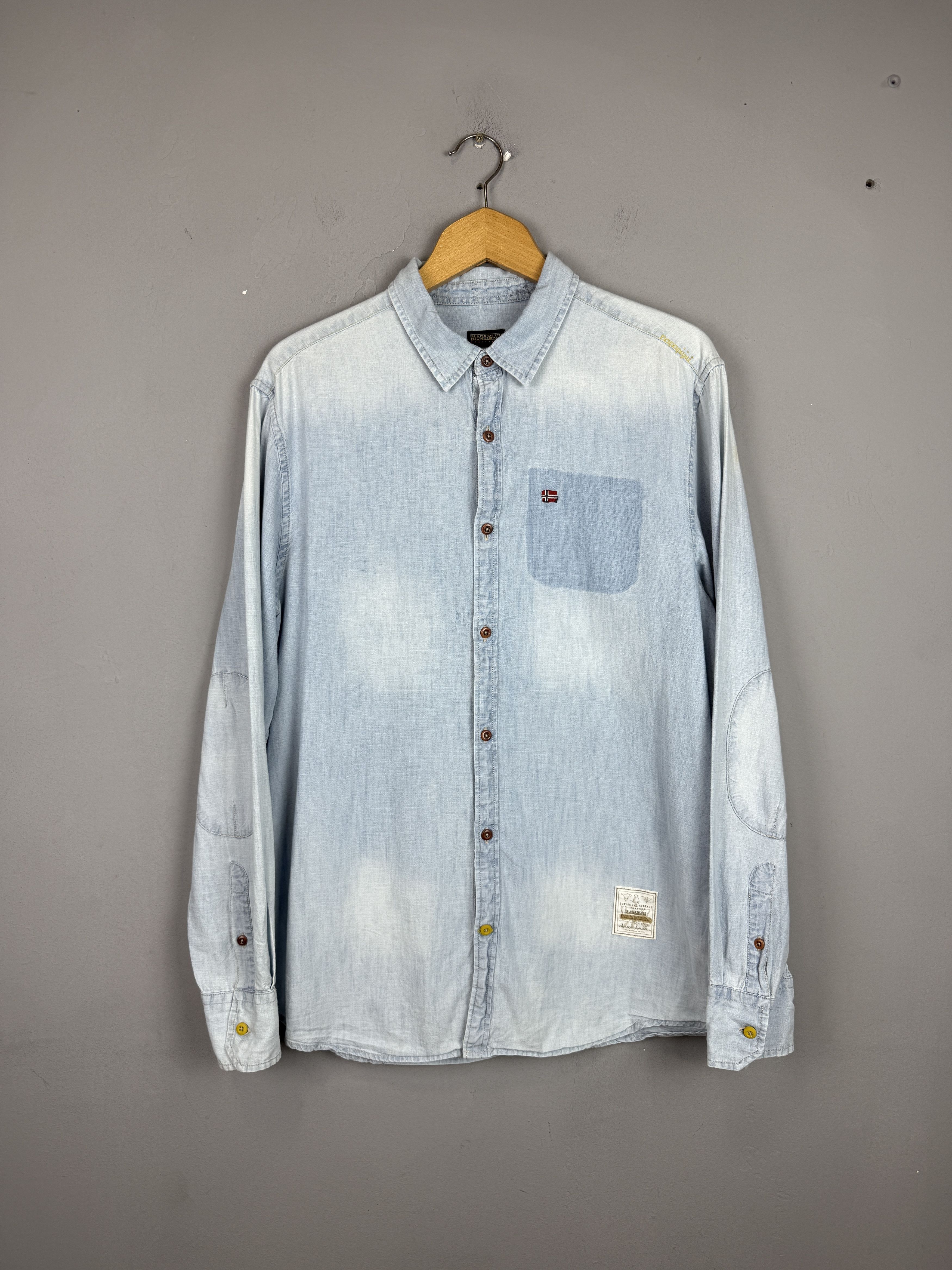 Napapijri × Vintage Napapijri Shirt Vintage Blue Long Sleeve Size US XL / EU 56 / 4 - 2 Thumbnail