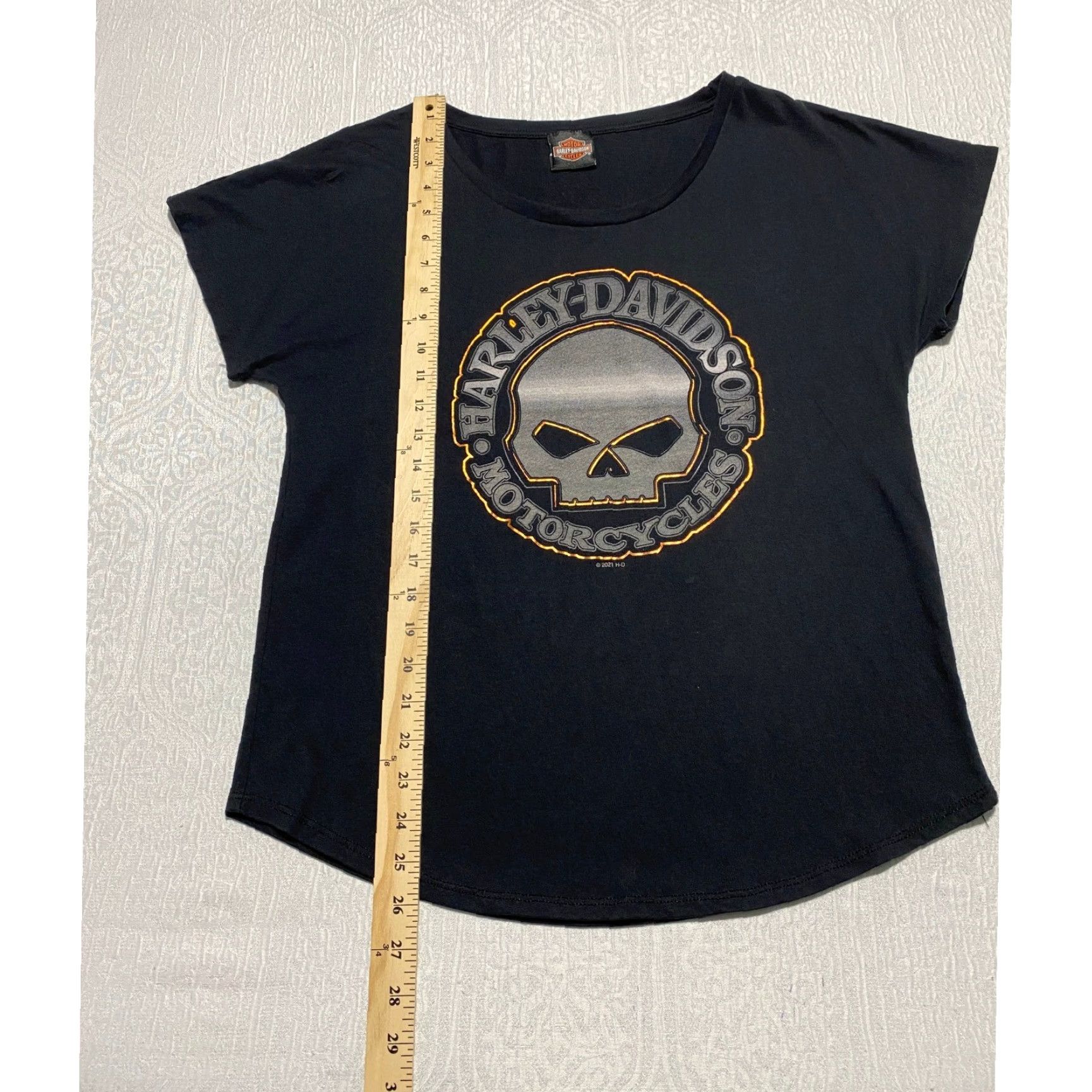 Harley Davidson Harley-Davidson Shirt Womens L Black Scoop Neck Short Sleeve Jersey Cotton Blend Double-Sided Graphic Motorcycle T-Shirt Size L / US 10 / IT 46 - 5 Thumbnail