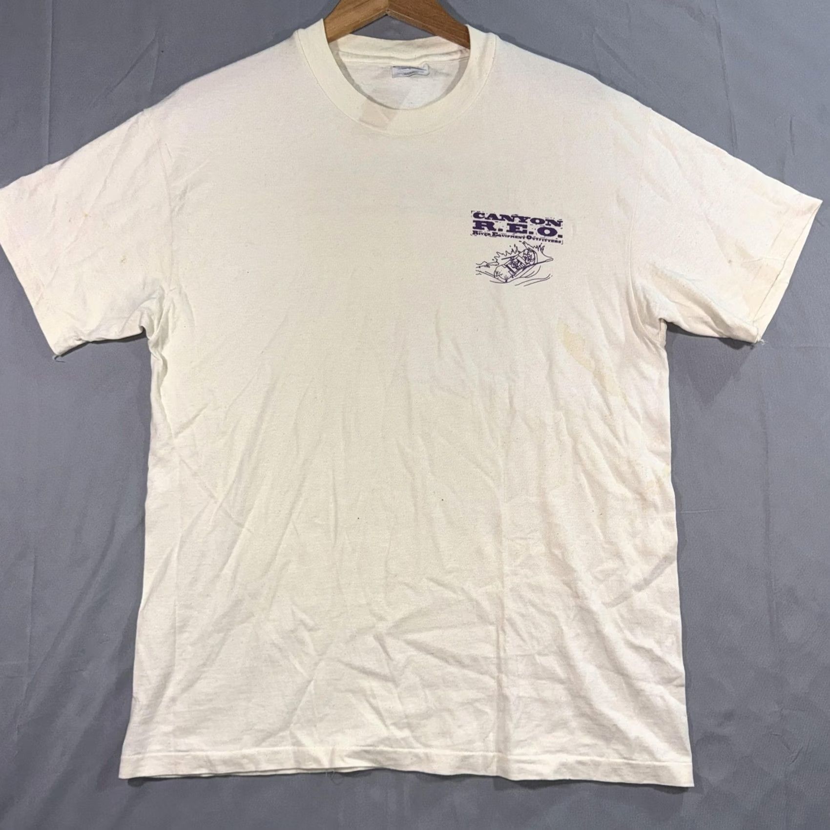 Hanes VINTAGE Canyon R.E.O. River Equipment Outfitters Graphic T-Shirt Men L White Graphic Print Crew Neck Short Sleeve 90s Hanes Beefy-T Size US L / EU 52-54 / 3 - 2 Thumbnail