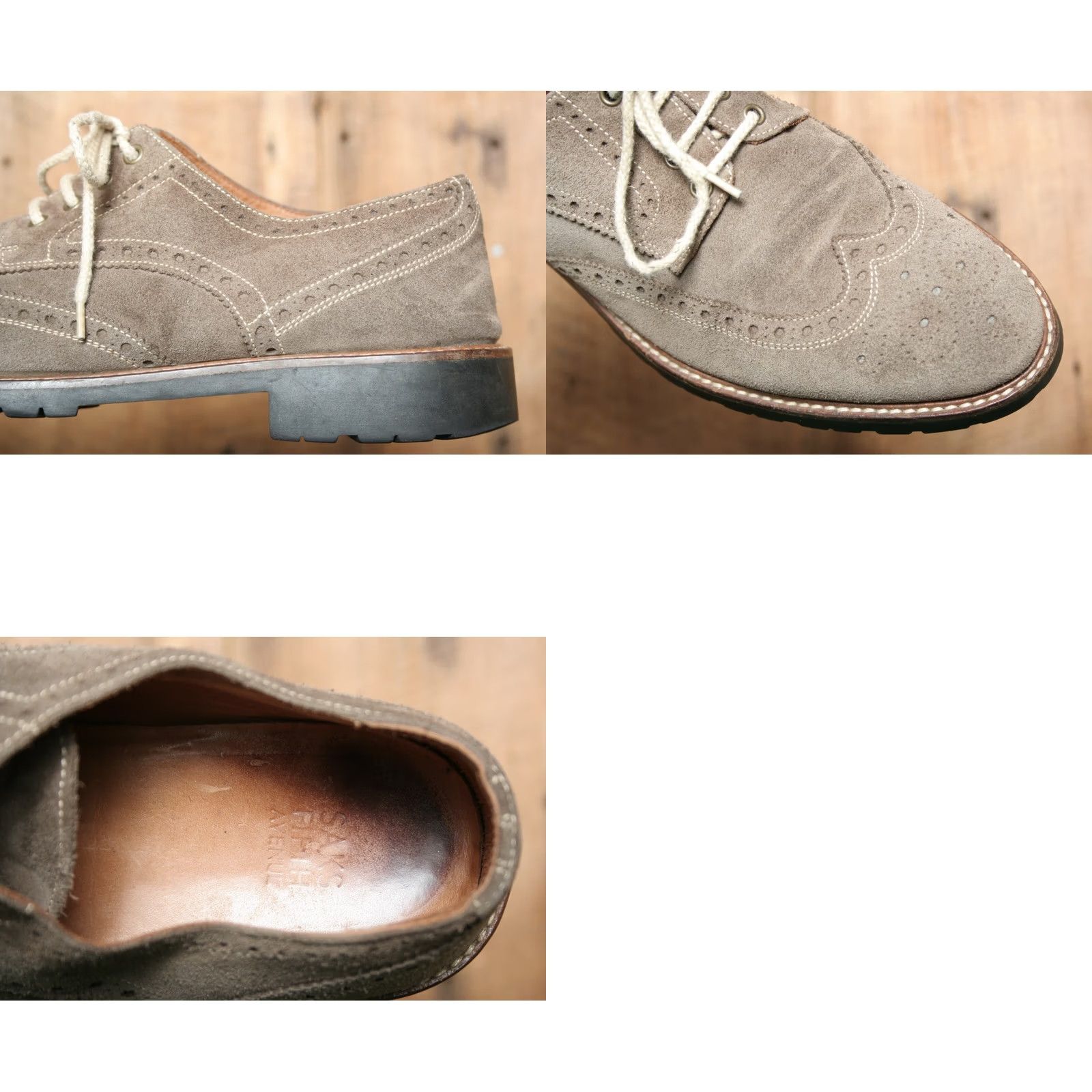 Saks Fifth Avenue SAKS FIFTH AVENUE Kennedy Brown Suede Wingtip Oxfords Sz. 10.5 (Fit 10-10.5) Men Casual Lace Up Brogue Italy Brown VINTAGE? Size US 11 / EU 44 - 8 Thumbnail