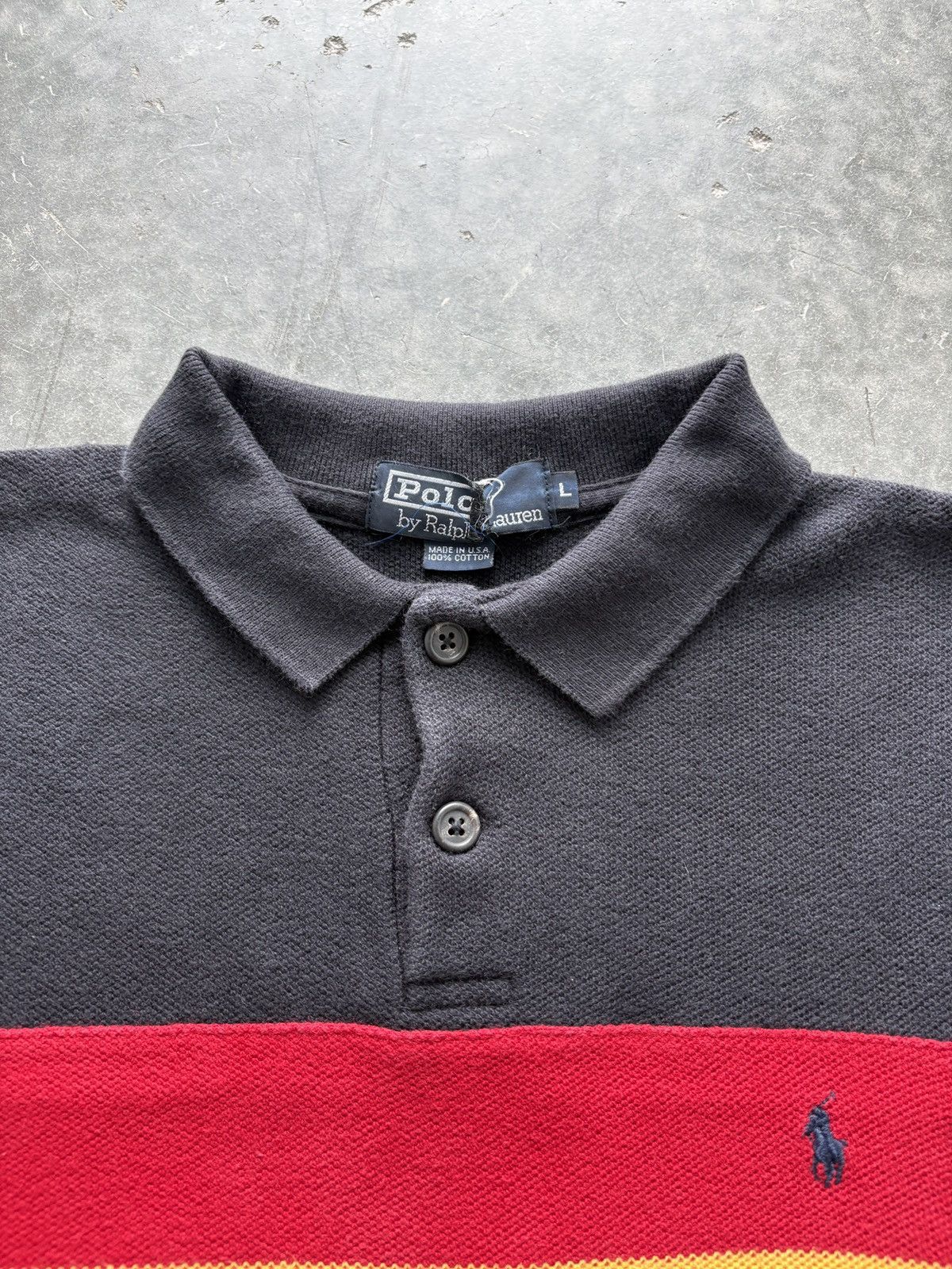 Polo Ralph Lauren Vintage 90s Polo Ralph Lauren Knit Longsleeve Polo Striped Size US L / EU 52-54 / 3 - 4 Thumbnail