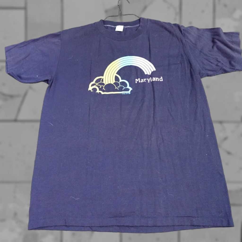 Vintage VINTAGE Maryland Rainbow Shirt Medium USA 80s 50/50 Cotton Jersey Blue Crew Neck Short Sleeve Men T-Shirt Size US M / EU 48-50 / 2 - 1 Thumbnail