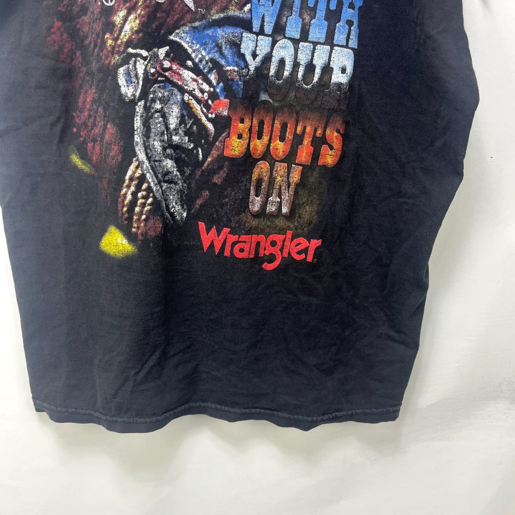 Wrangler VINTAGE Wrangler Cowboy Sleeveless Shirt L Black 90s Mens T-Shirt Size US L / EU 52-54 / 3 - 3 Thumbnail