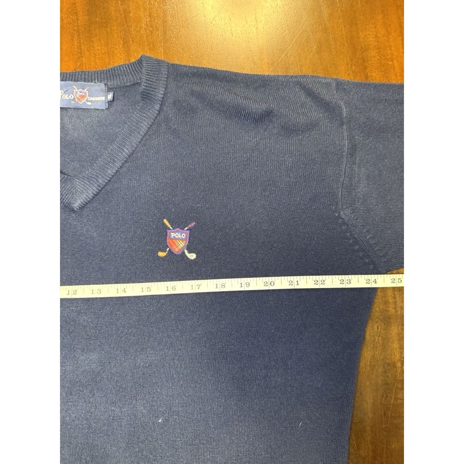 Ralph Lauren VINTAGE Ralph Lauren Polo Crest Golf Cashmere V-neck Sweater Blue XL Mens Size US XL / EU 56 / 4 - 3 Thumbnail