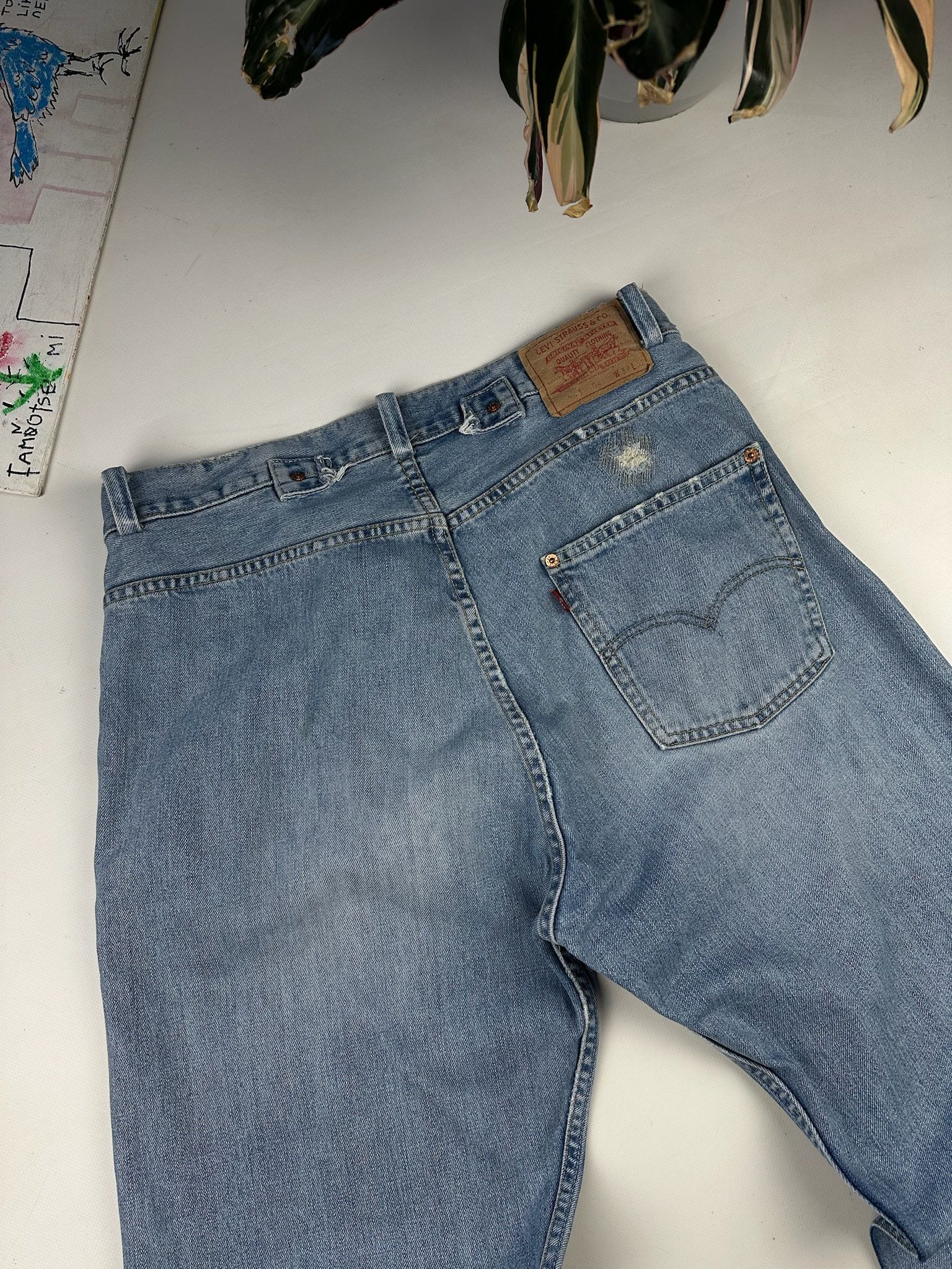 Levi's Vintage Levi’s Blue Faded Washed Buckle Back Straight Jeans Size US 34 / EU 50 - 9 Thumbnail