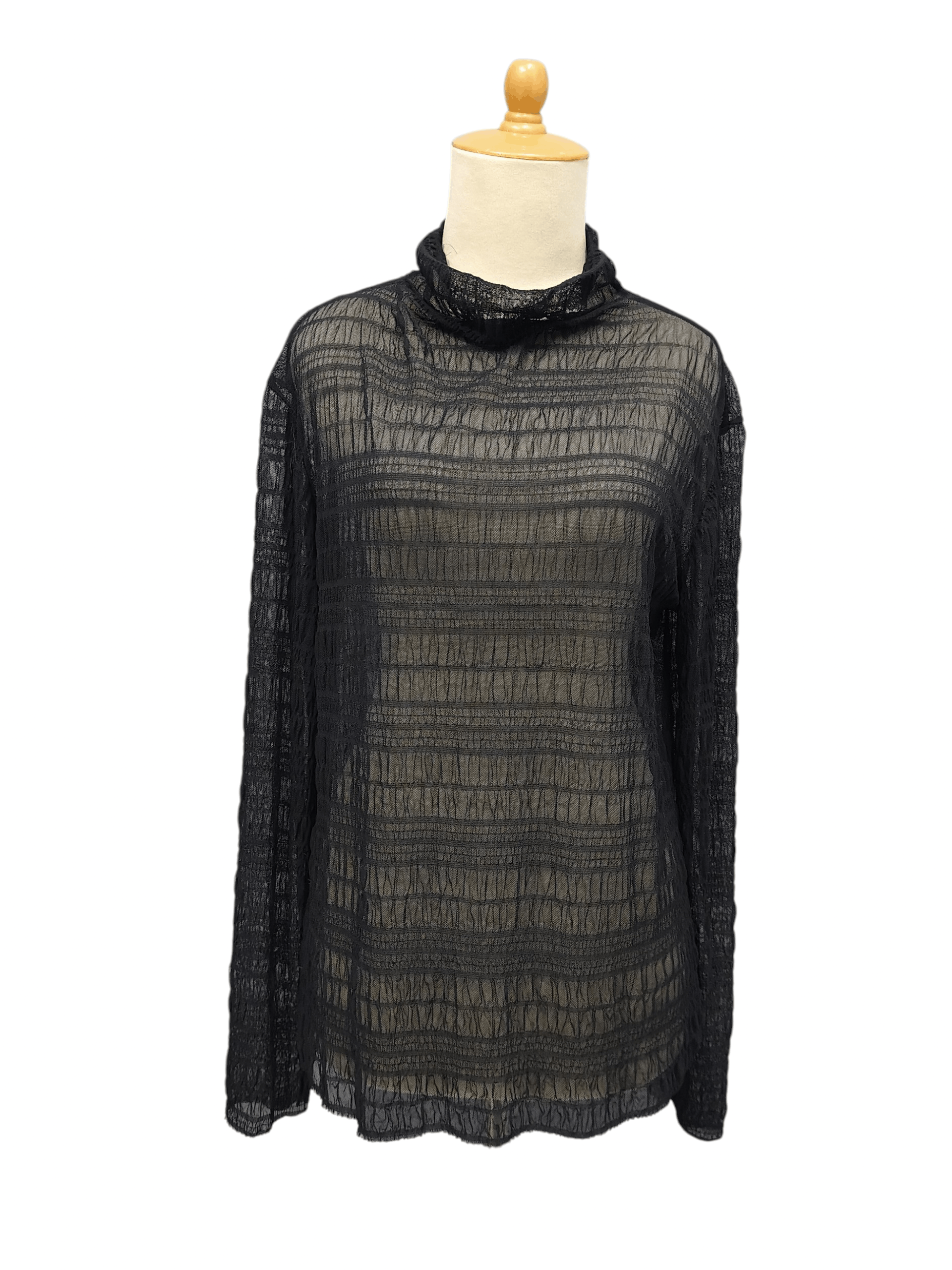 Japanese Brand Libby&Rose- Gothic Sheer Wrinkle Textured Layering Top Size L / US 10 / IT 46 - 1 Thumbnail