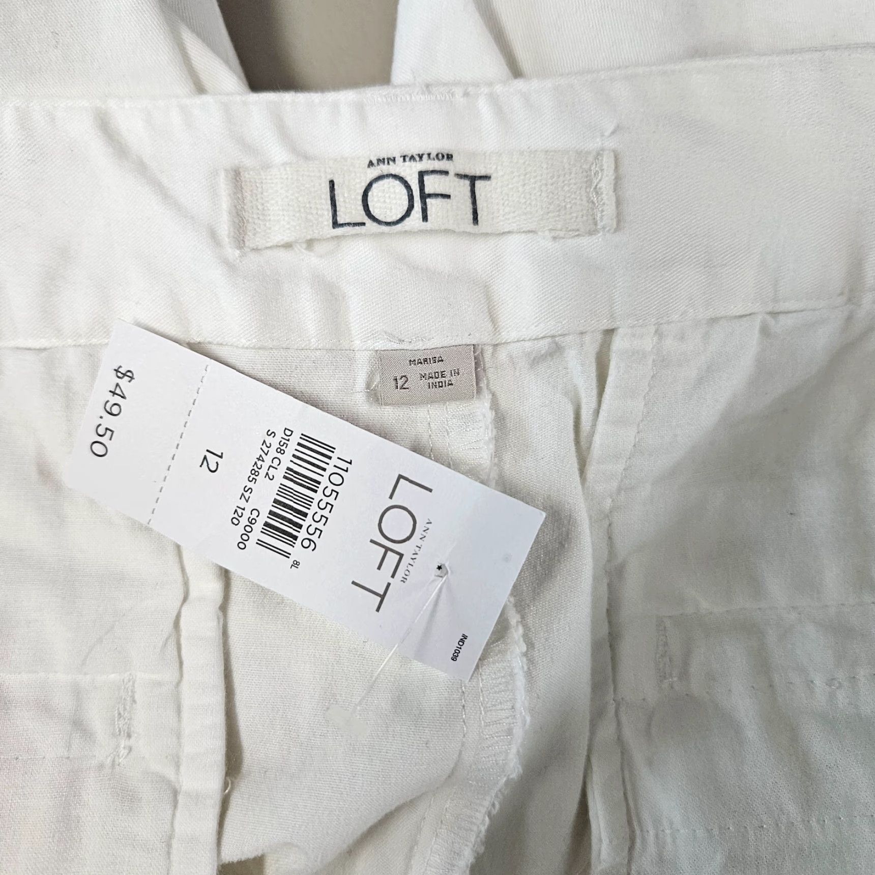 Loft VINTAGE LOFT Ann Taylor WOMENS Cropped Pants Sz 12 White Mid Rise Cotton Blend Crop Pants Womens 12 White Size 34" / US 12 / IT 48 - 6 Thumbnail