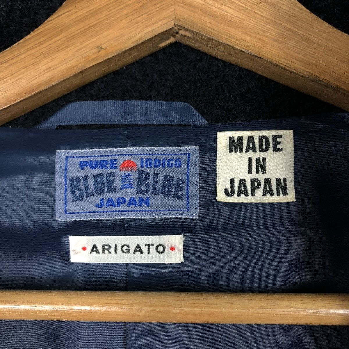 Blue Blue Japan 🔥VINTAGE WOOL JACKET TURTLE COLLAR BLUE BLUE JAPAN ARIGATO Size US M / EU 48-50 / 2 - 19 Thumbnail