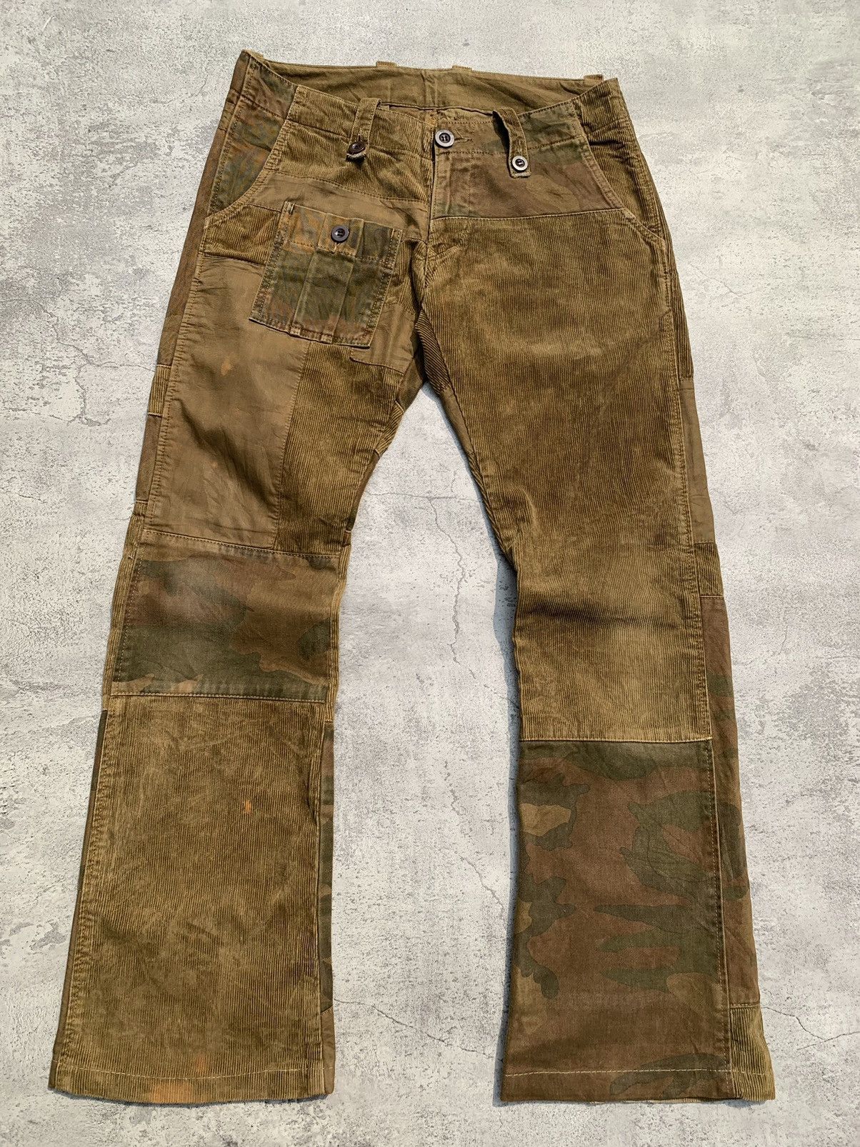 Japanese Brand Corduroy flared patcwork pants Size US 29 - 1 Thumbnail