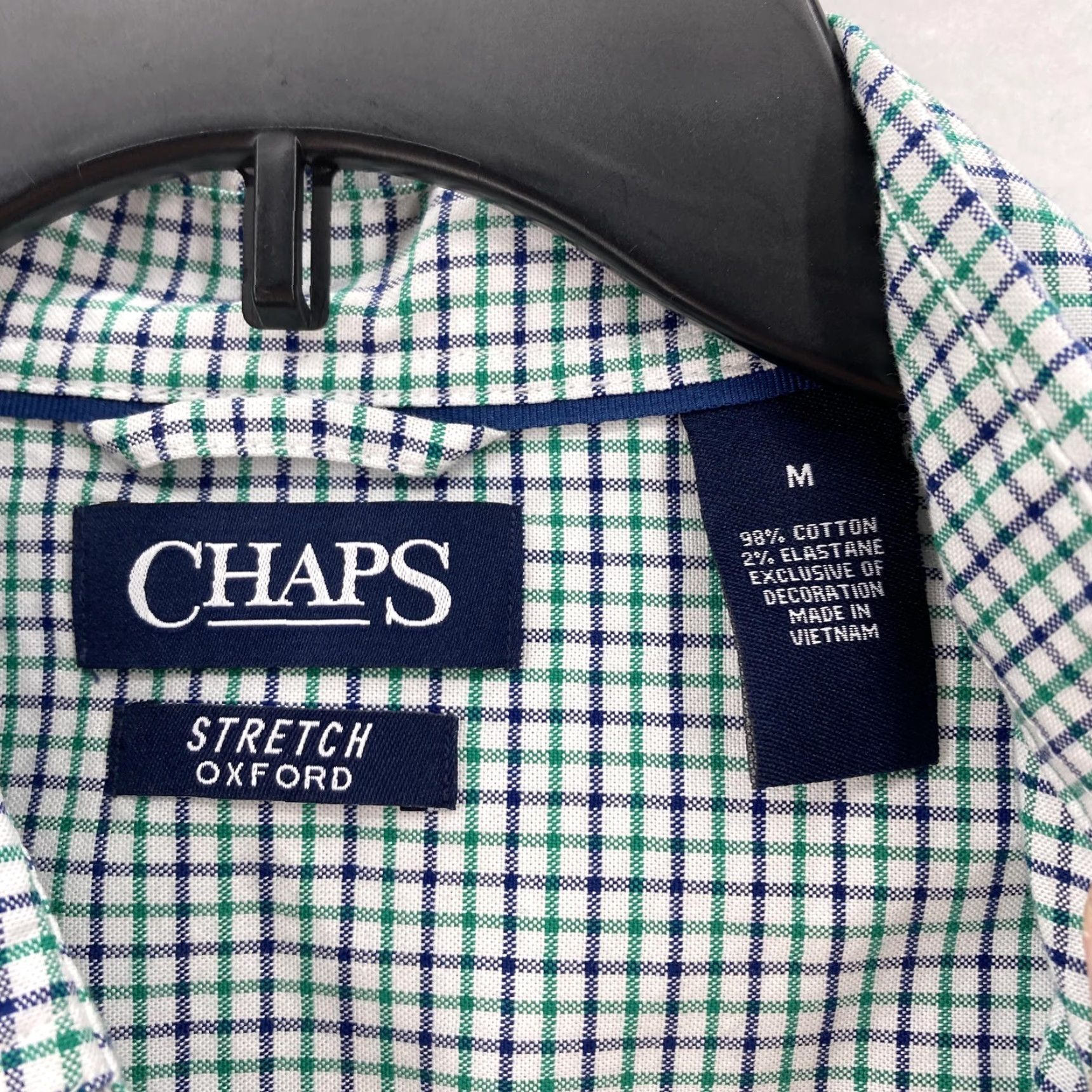 Chaps Chaps Shirt Mens Medium Green Blue Plaid Stretch Oxford Button-Down Long Sleeve Size US M / EU 48-50 / 2 - 4 Thumbnail