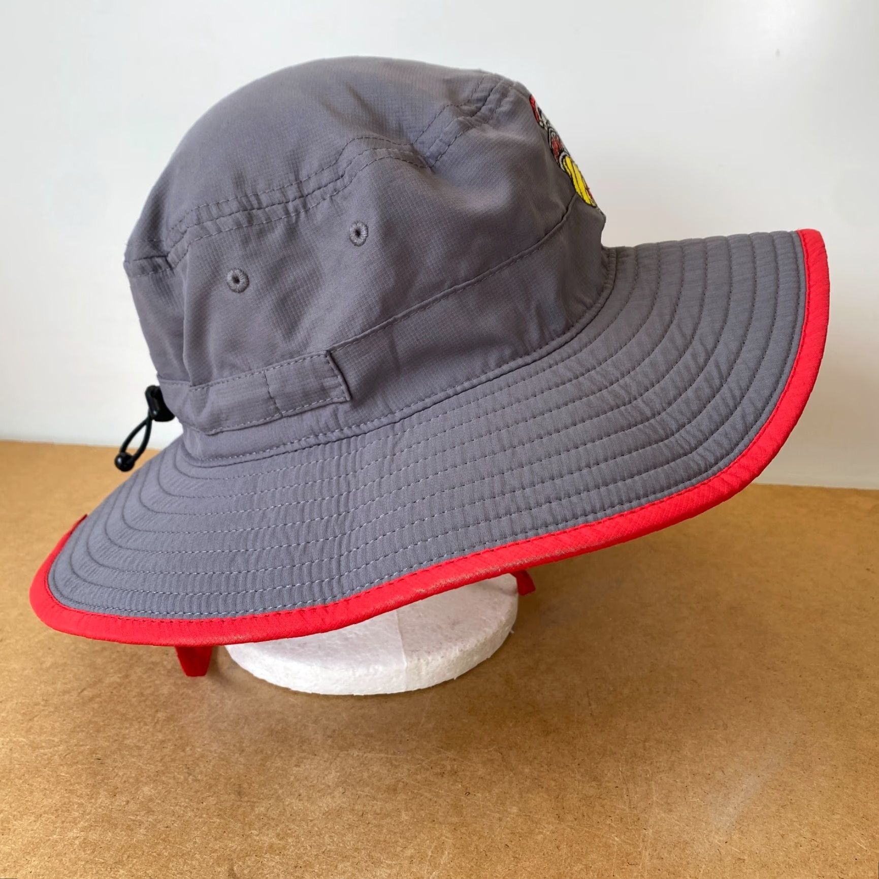 Vintage VINTAGE Lincoln High School Trojans Sun Hat Boonie Gray Red Volleyball Mascot Stockton Size ONE SIZE - 5 Thumbnail