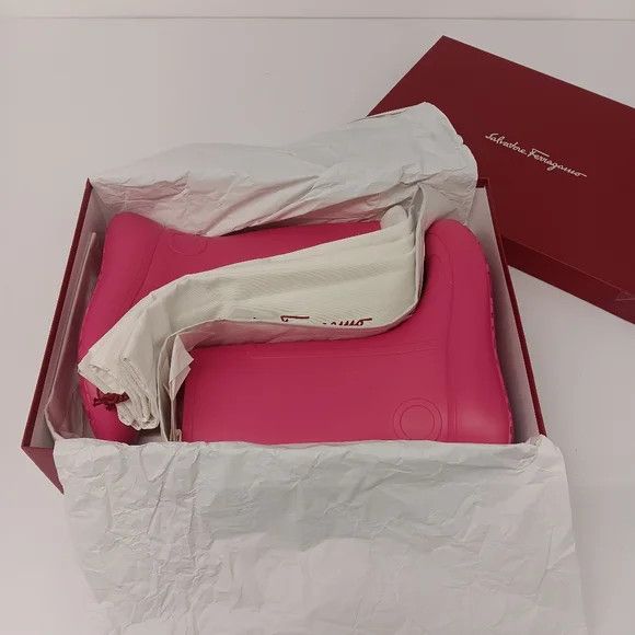 Salvatore Ferragamo Ferragamo Women's Gancini Detail Pink Rain Boots - Size 9 Size US 9 / IT 39 - 14 Thumbnail