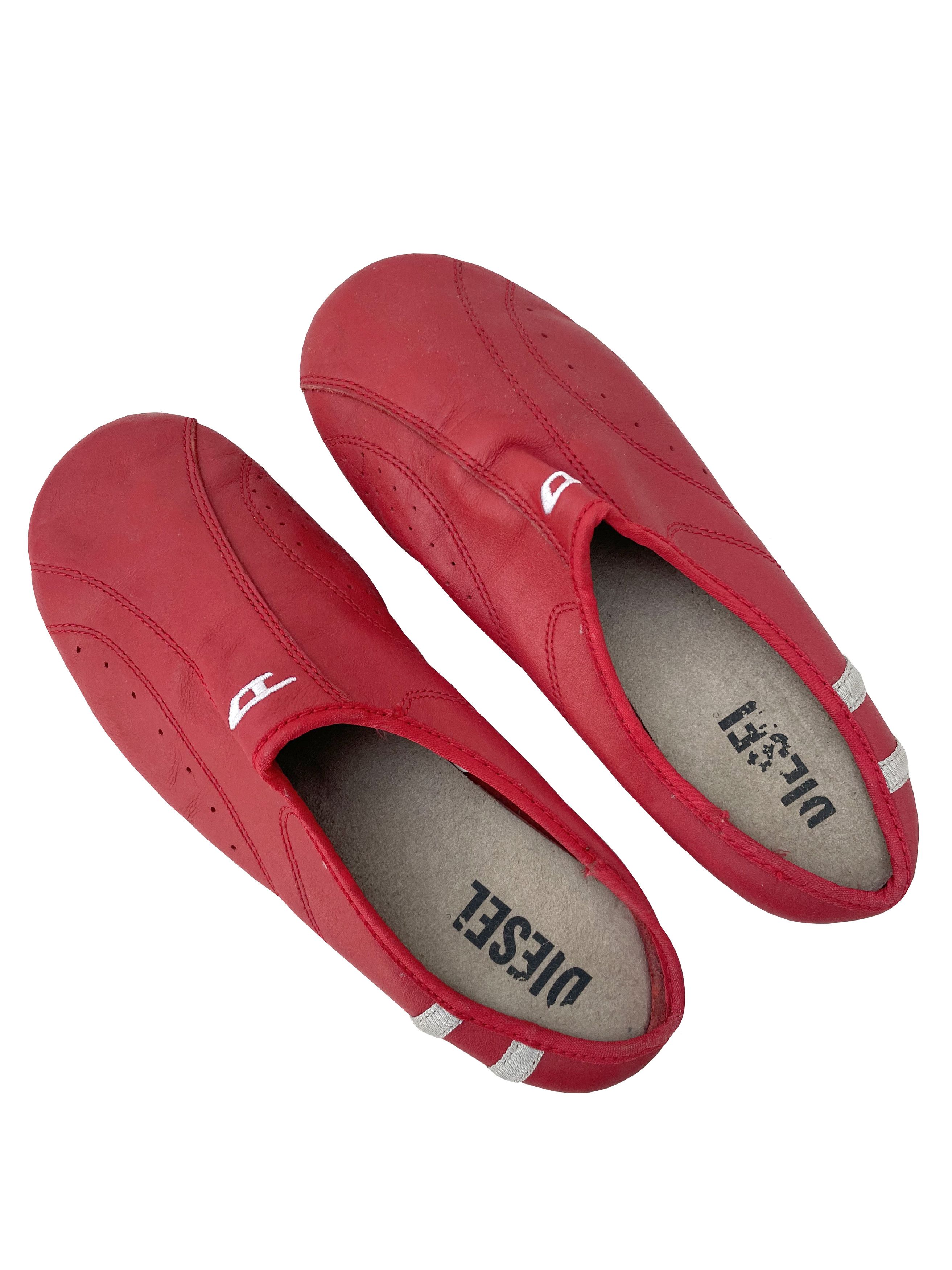Diesel Red Diesel flat leather mules Size US 7 / IT 37 - 1 Thumbnail