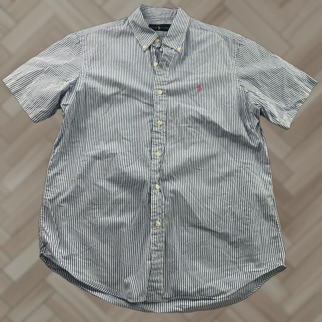 Polo Ralph Lauren Ralph Lauren Striped Short Sleeve Button Front Shirt Men's L Blue White Size US L / EU 52-54 / 3 - 1 Thumbnail