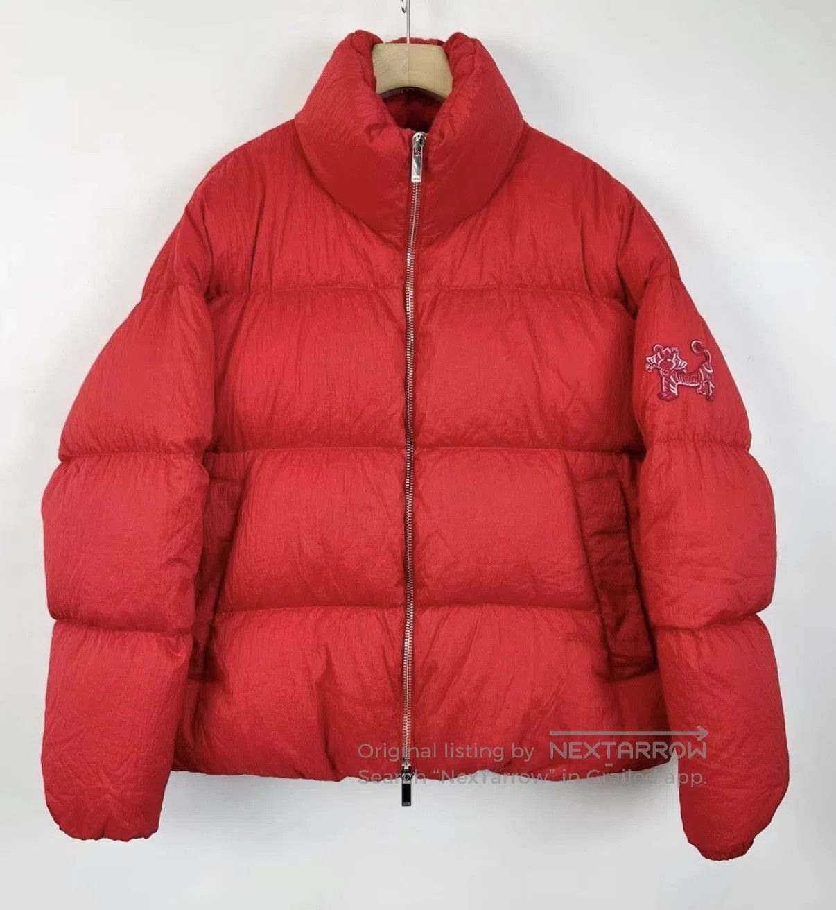 Dior Red Puffer Jacket with Tiger Embroidery. Size US L / EU 52-54 / 3 - 1 Thumbnail