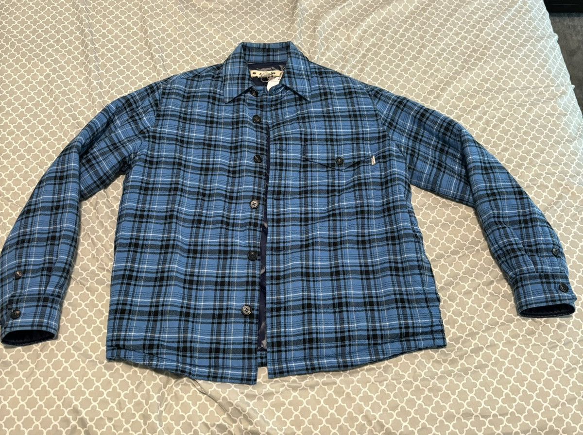 image of Marni Insulated Flannel Jacket in Blue, Men's (Size Medium)