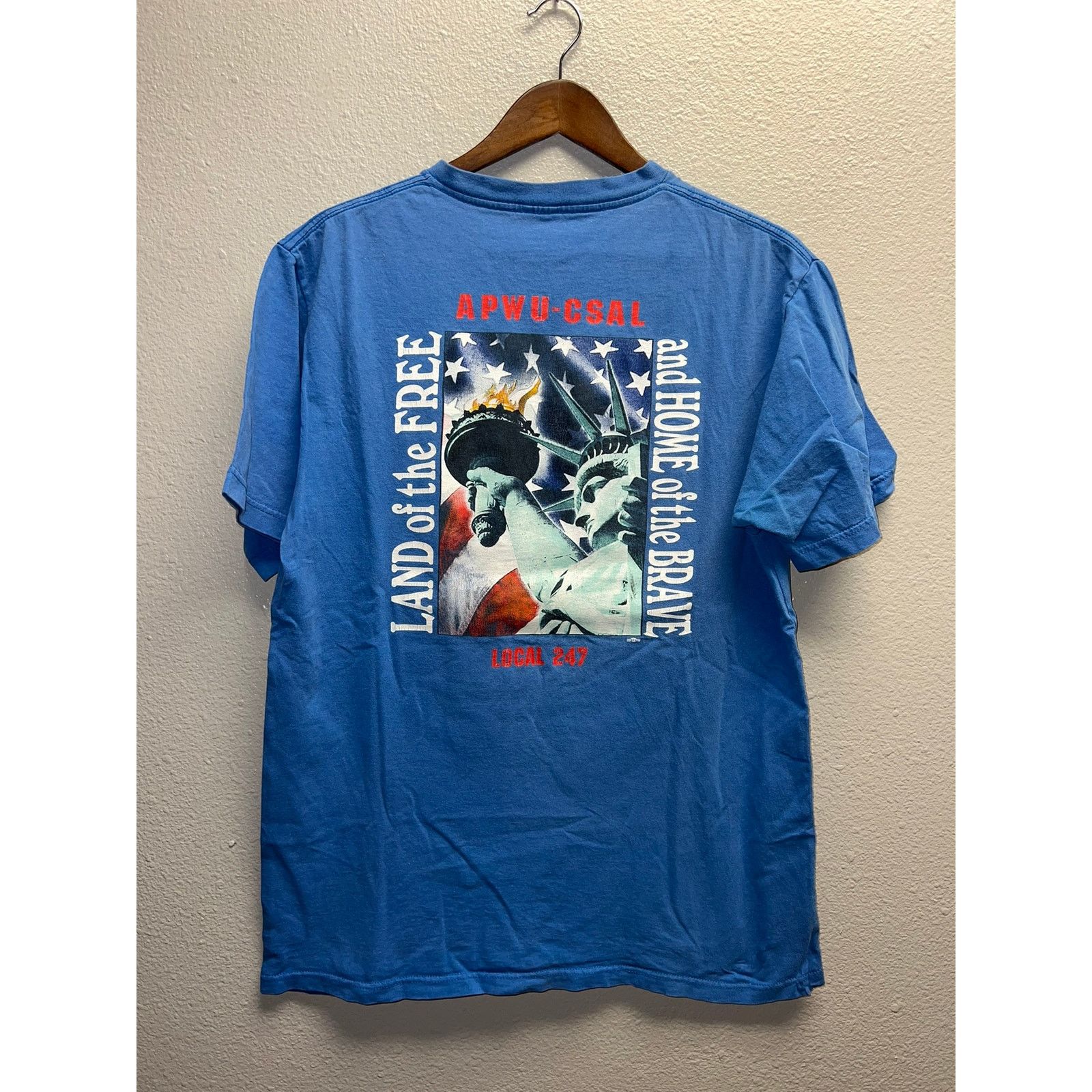 Vintage Vinage Union Line Shirt Lady Liberty Local 247 Blue Tee L Size US L / EU 52-54 / 3 - 1 Thumbnail