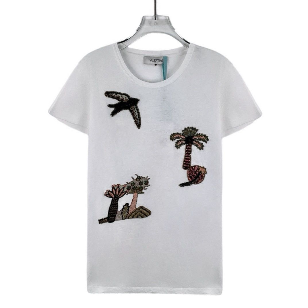 Valentino Valentino Coconut Tree Heavy Beaded T-shirt K26WX Size S / US 4 / IT 40 - 1 Thumbnail