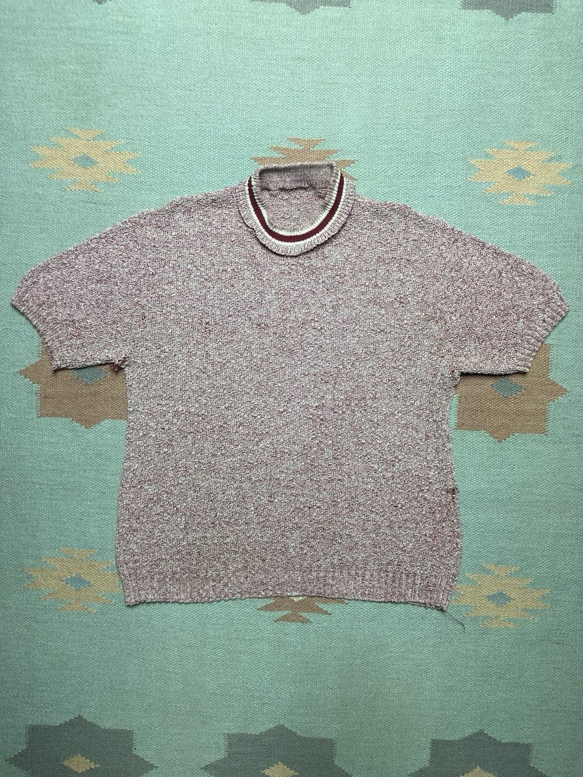Vintage Vtg 60s Terry cloth t shirt jacquard knit heather red large Size US L / EU 52-54 / 3 - 1 Thumbnail