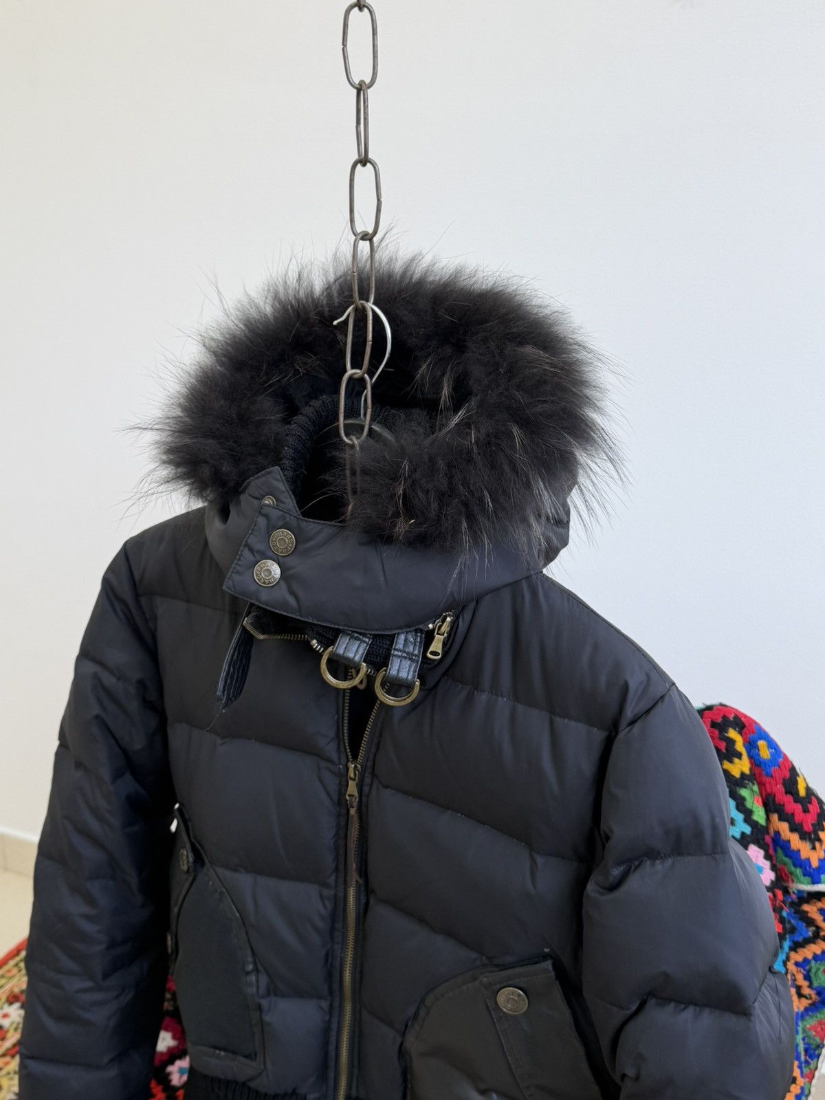Le Grande Bleu (L.G.B.) Avant Garde Hysteric Glamour Style Fur Hood Bomber Jacket Size US S / EU 44-46 / 1 - 7 Thumbnail