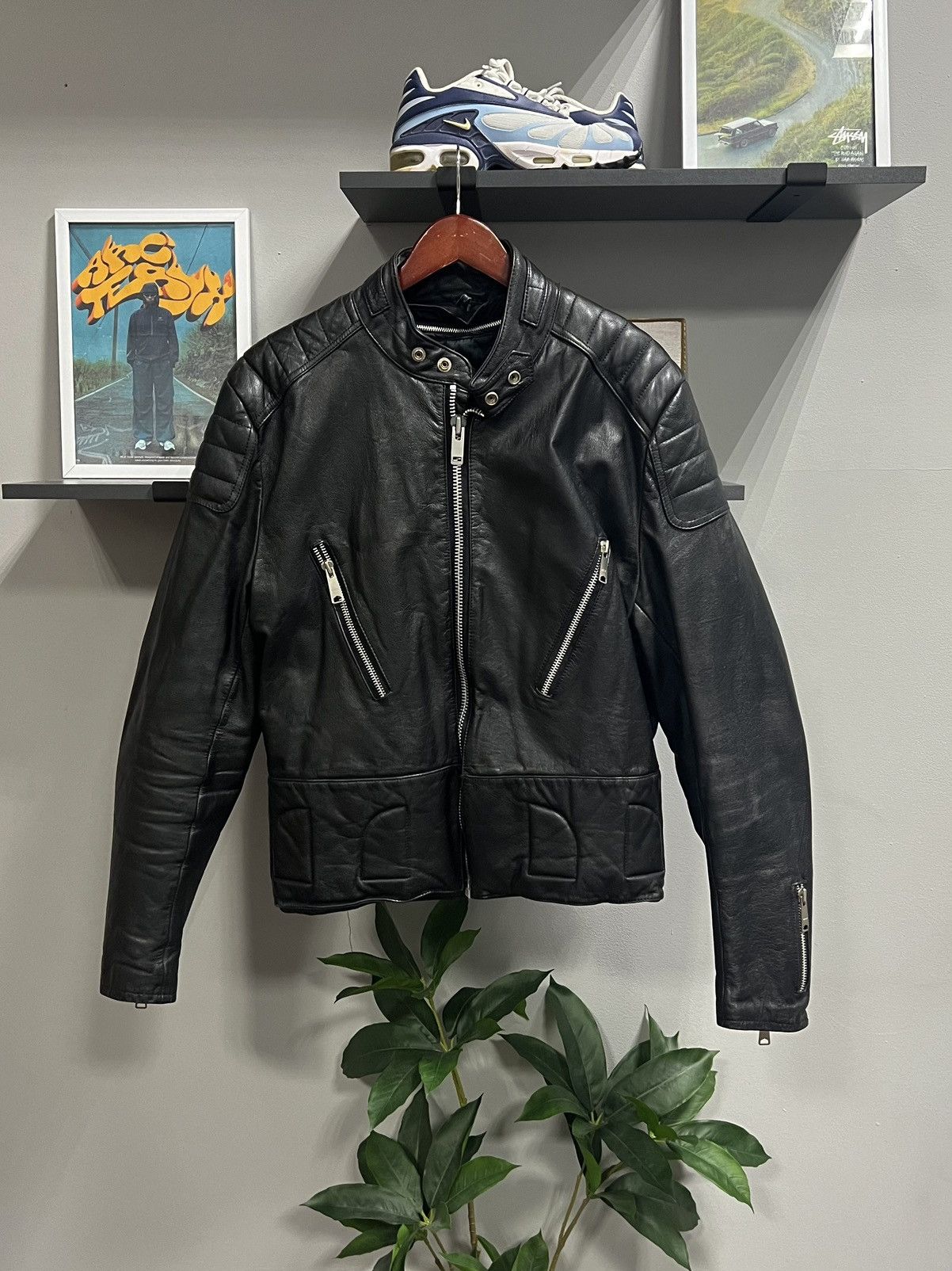 Sears × Vintage Vintage Sears Black Leather Racer Jacket Size US M / EU 48-50 / 2 - 4 Thumbnail