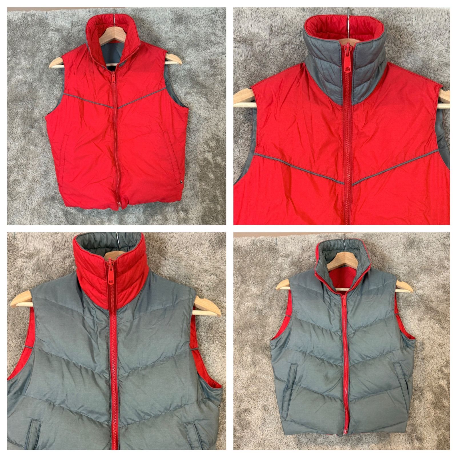 L.L. Bean Vintage LL Bean Red Gray Reversible Nylon Down Puffer Vest S Size S / US 4 / IT 40 - 1 Thumbnail
