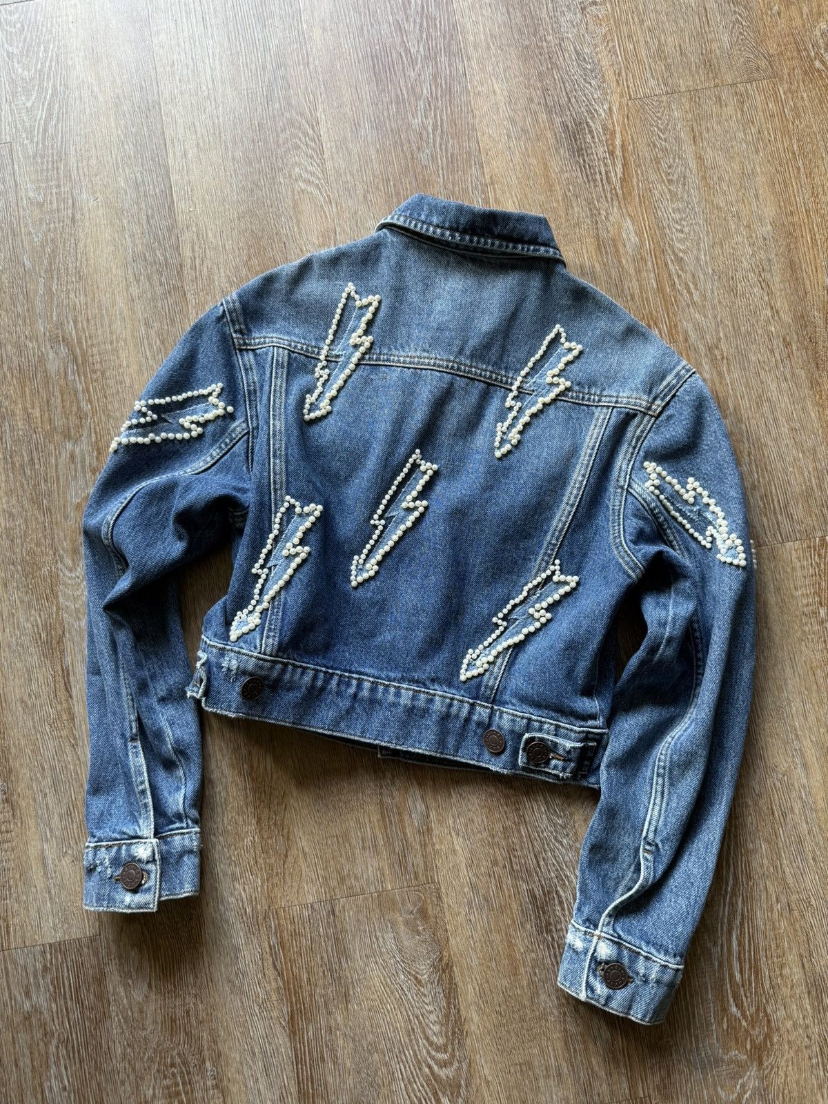 Sandro Vintage Sandro Paris Lightning Bolt Denim Jacket Size S / US 4 / IT 40 - 7 Thumbnail