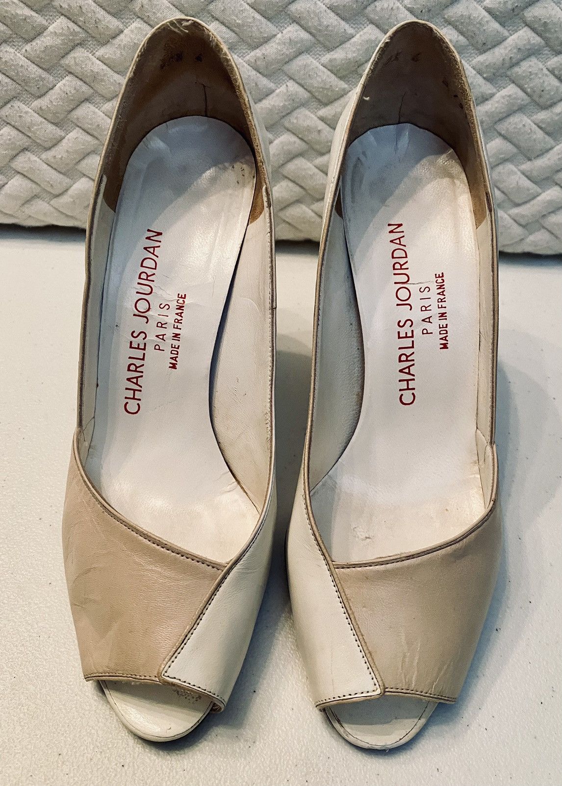 Charles Jourdan Charles Jourdan Paris 🇫🇷 Contrast Leather Peep Toe Heels 6 B Size US 6.5 / IT 36.5 - 13 Thumbnail
