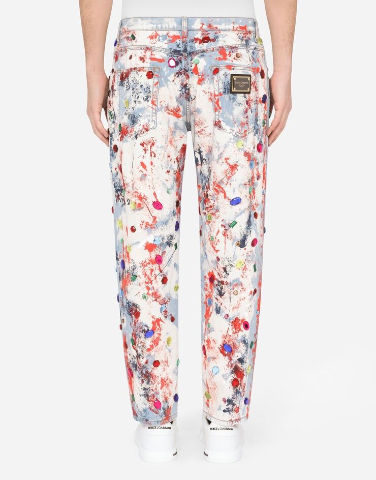 Dolce & Gabbana o1y0125 Logo Embellished Jeans in Multicolor Size US 30 / EU 46 - 3 Thumbnail