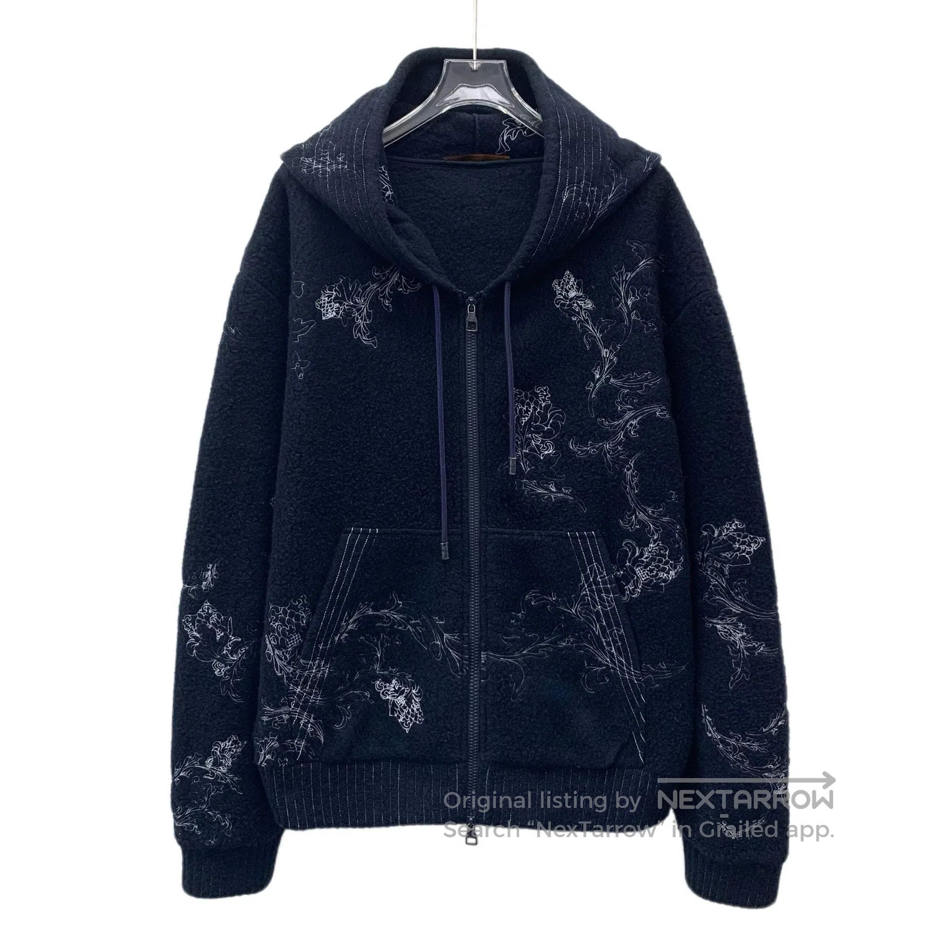 Louis Vuitton Louis Vuitton Dark Blue Sheep Wool Hooded Drawstring Zippe Size US L / EU 52-54 / 3 - 1 Thumbnail