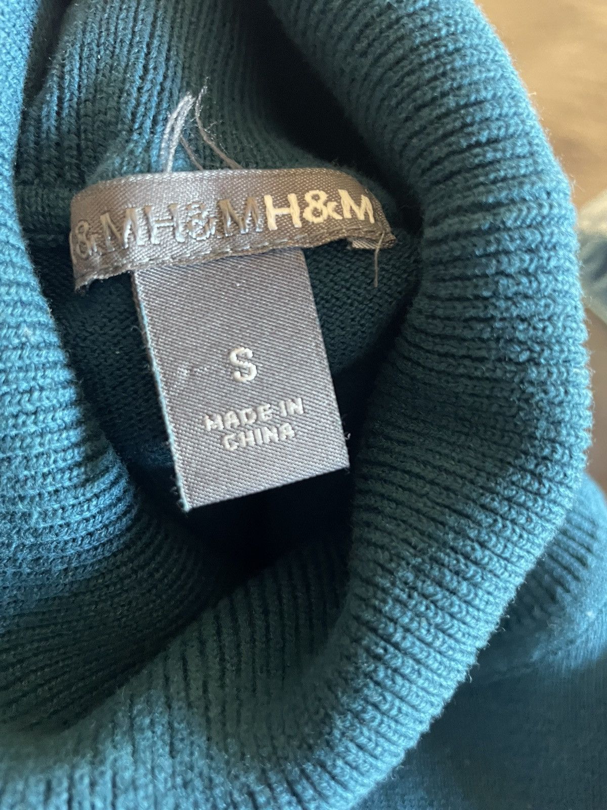 H&M Teal Blue Cotton Jersey Turtleneck Size US S / EU 44-46 / 1 - 3 Thumbnail