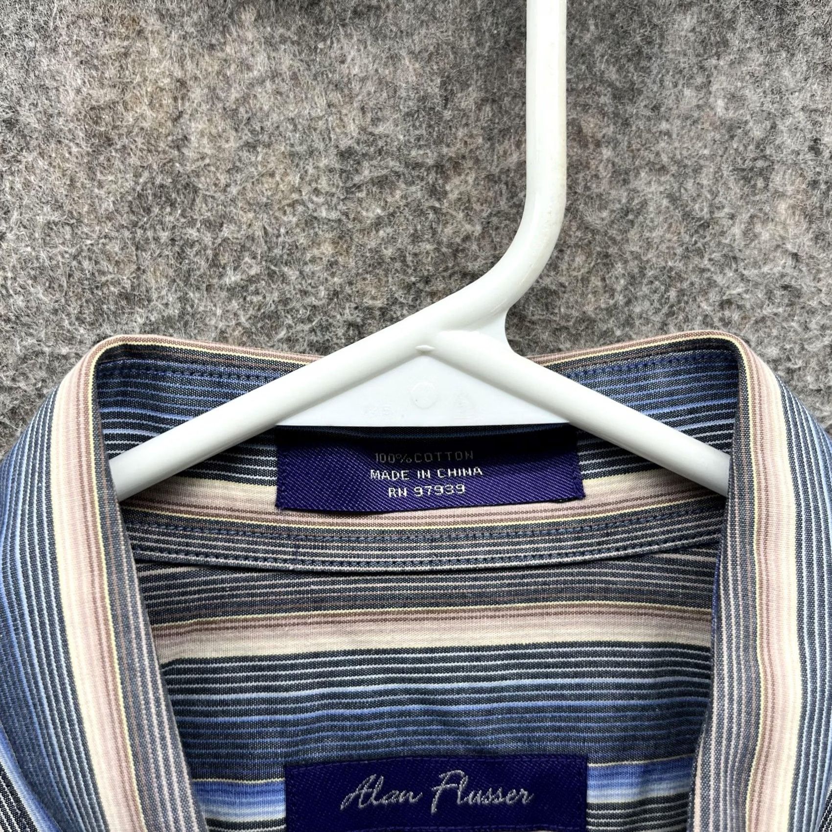 Vintage Alan Flusser Shirt Mens L Blue Stripe Long Sleeve Button Front Oxford Woven Size US L / EU 52-54 / 3 - 6 Thumbnail