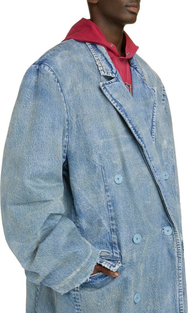 Balenciaga Boxy Double Breasted Denim Coat | Grailed