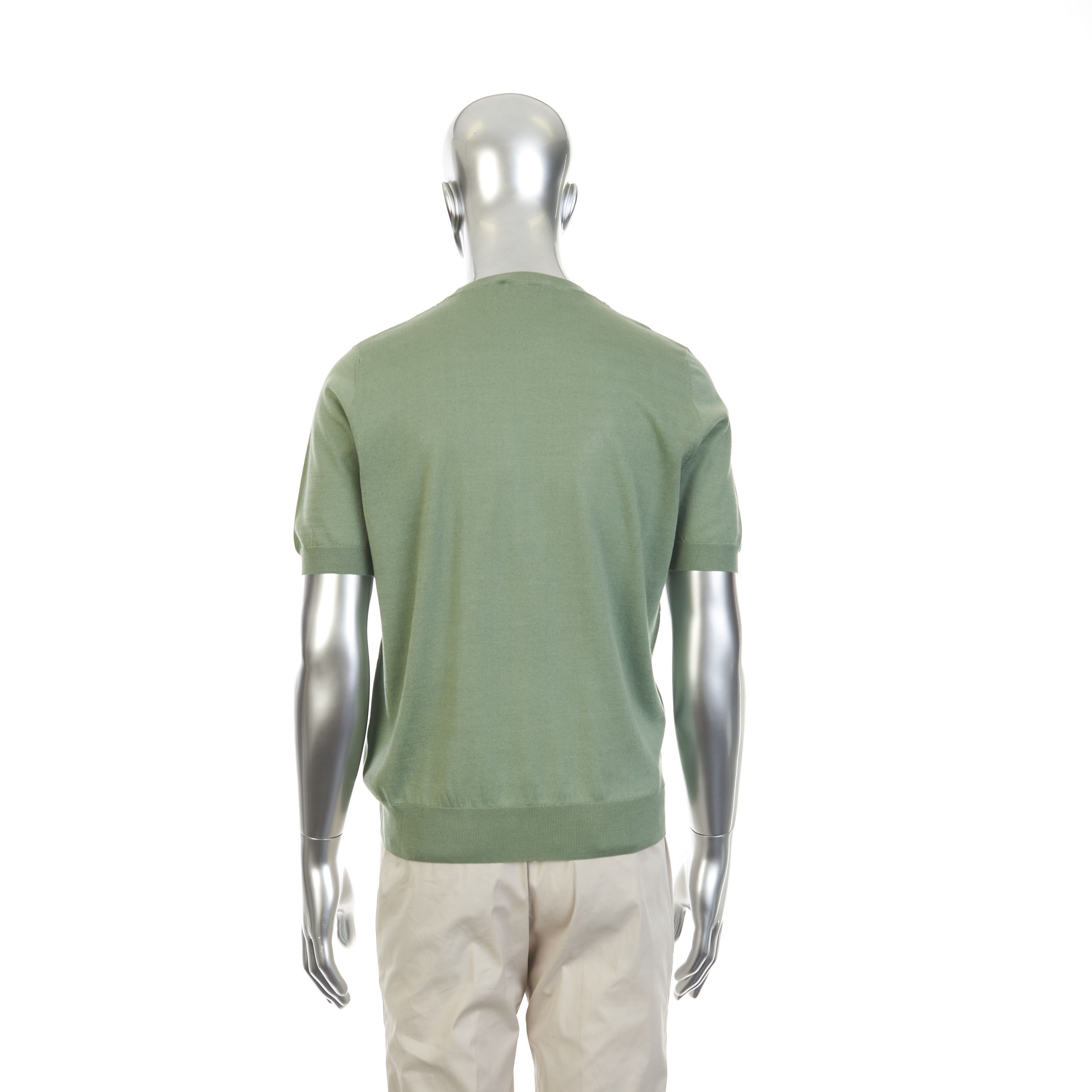 Zilli Thyme Green Casual Short Sleeves Sweater with V Patern Size US M / EU 48-50 / 2 - 4 Thumbnail