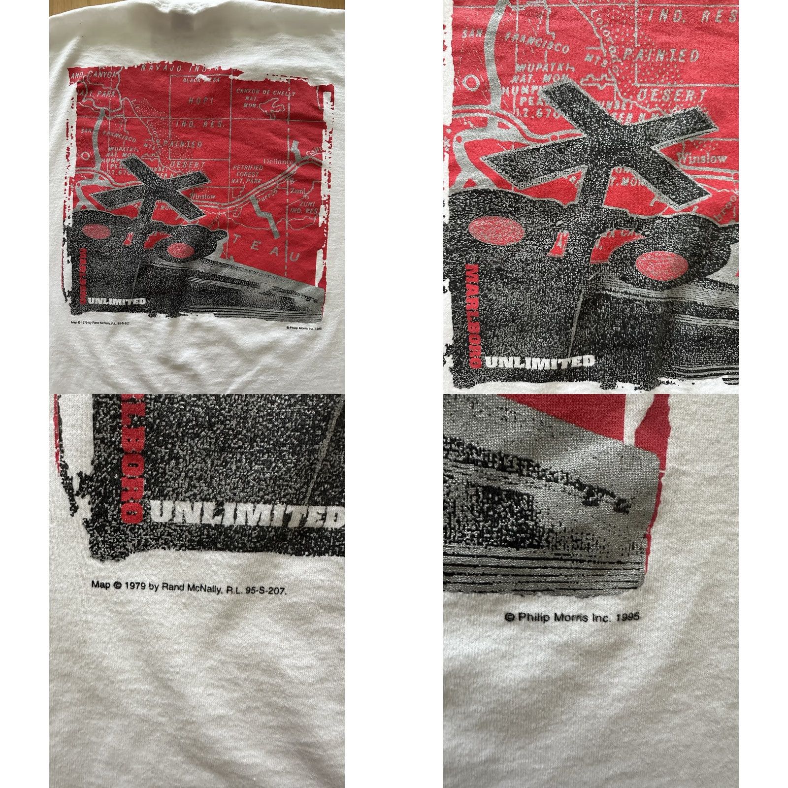 Marlboro VINTAGE Marlboro Unlimited White T-Shirt Railroad Map XL Single Stitch Mens 90s Size US XL / EU 56 / 4 - 8 Thumbnail