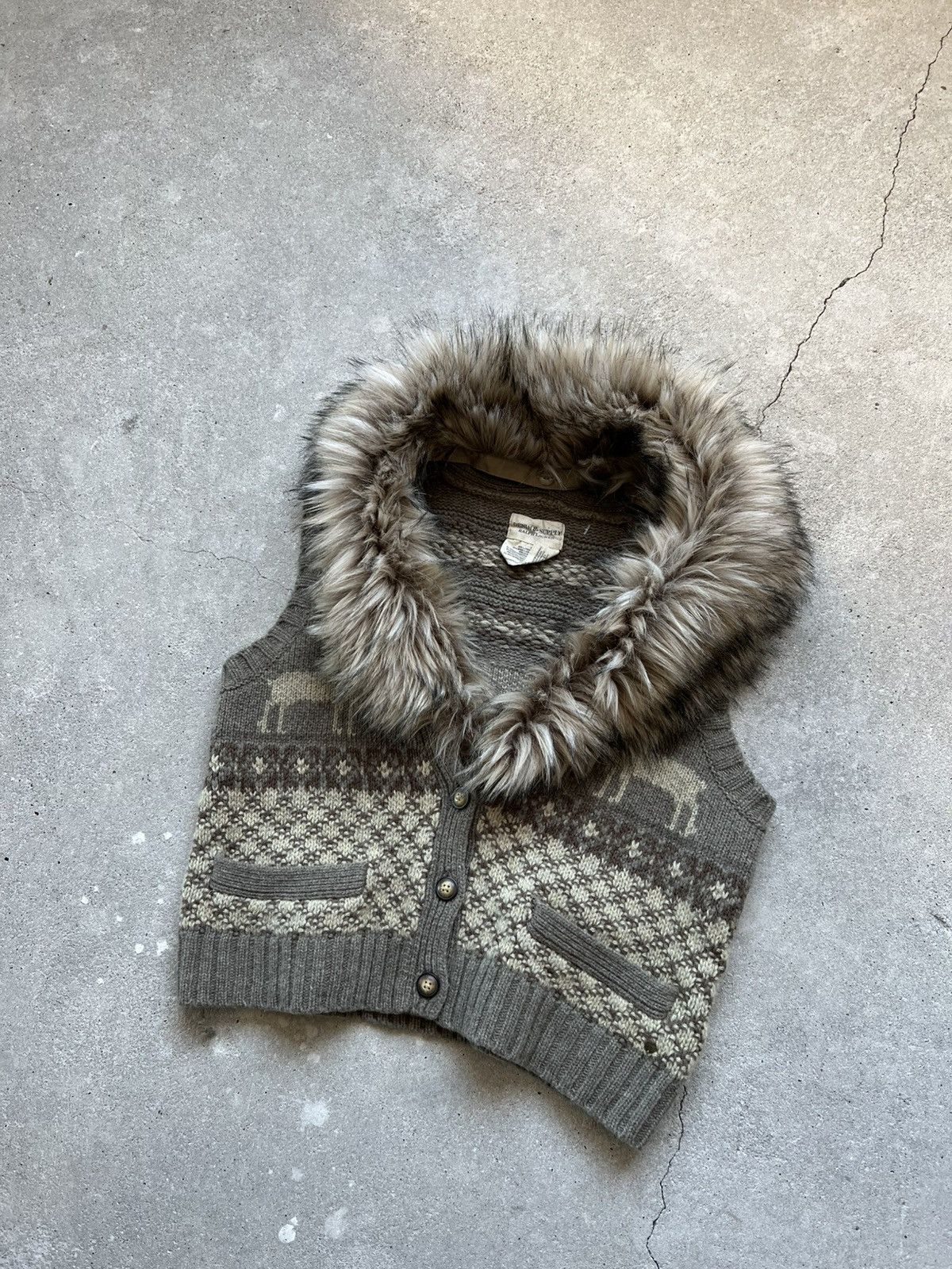 If Six Was Nine × Le Grande Bleu (L.G.B.) × Ralph Lauren Vintage Ralph Lauren fur wool vest denim&supply knitted Size L / US 10 / IT 46 - 5 Thumbnail