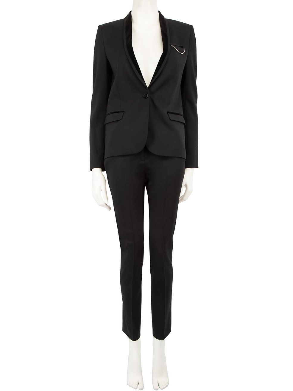 Image of The Kooples Black Wool Matching Suit Set, Women's (Size XS)