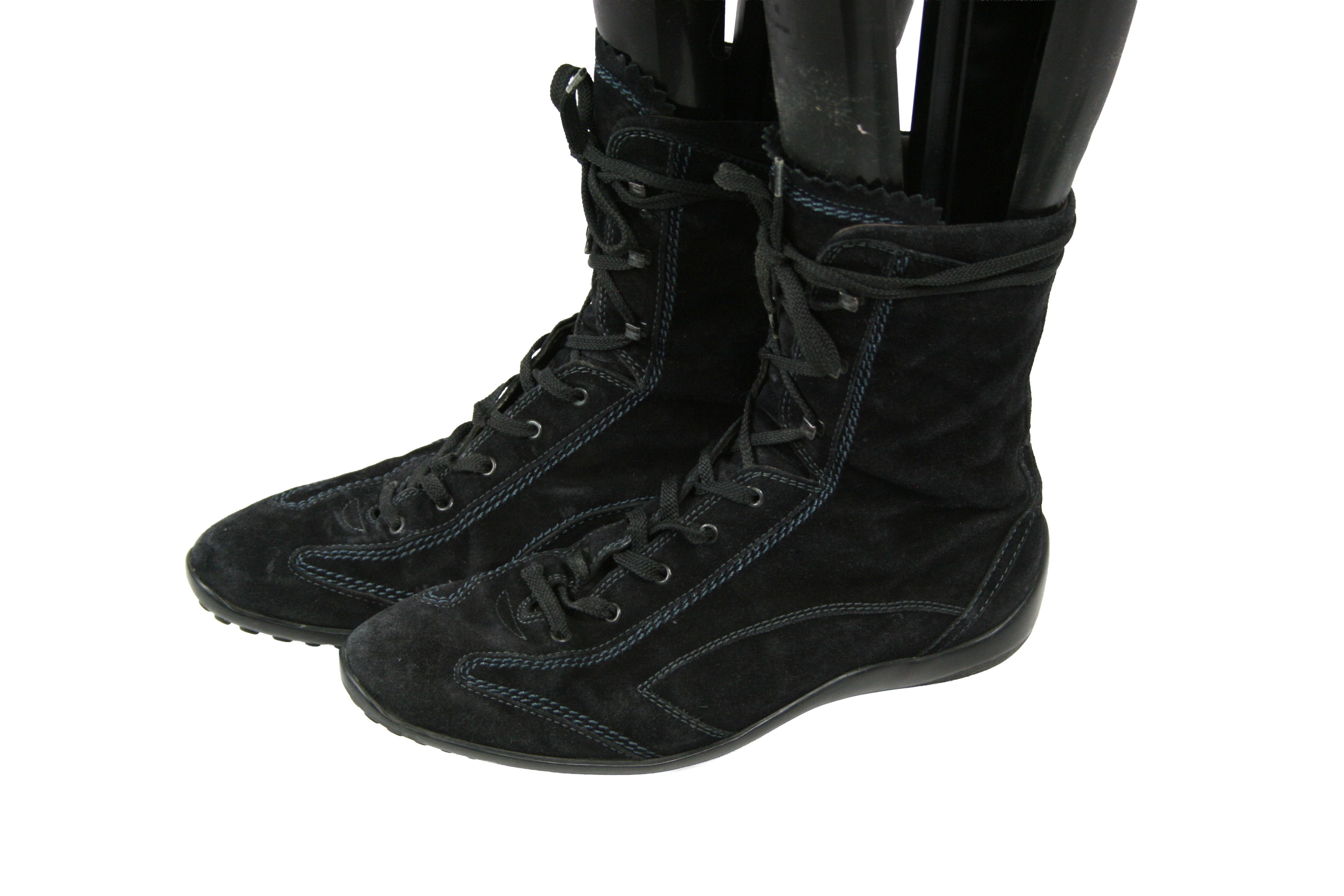 Tod's Boxeur Moto Racing Lace Up Suede Boots Size US 8.5 / IT 38.5 - 3 Thumbnail