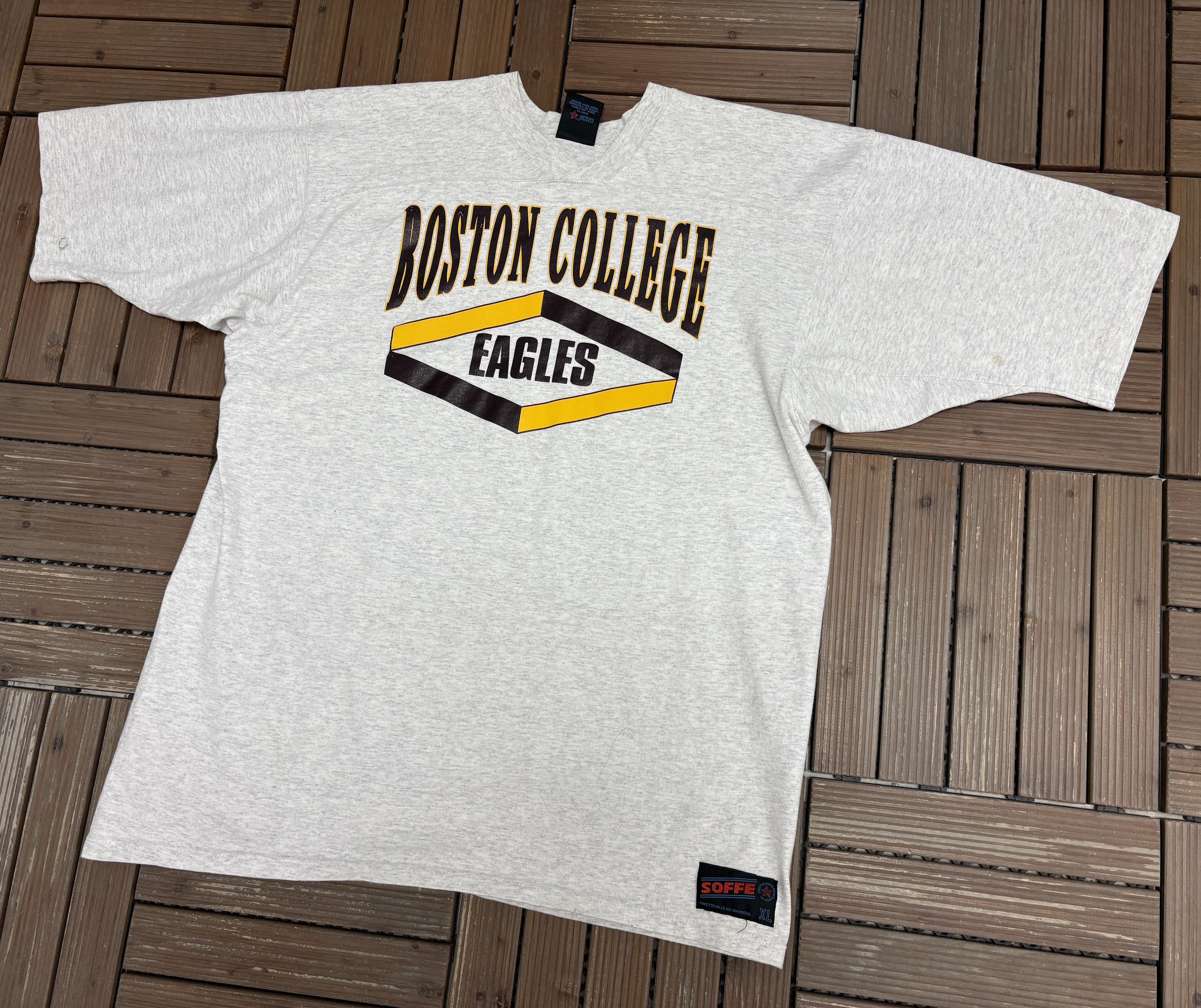 Soffe × Vintage Boston College Eagles Vintage Grey T-Shirt Tee Size US XL / EU 56 / 4 - 3 Thumbnail