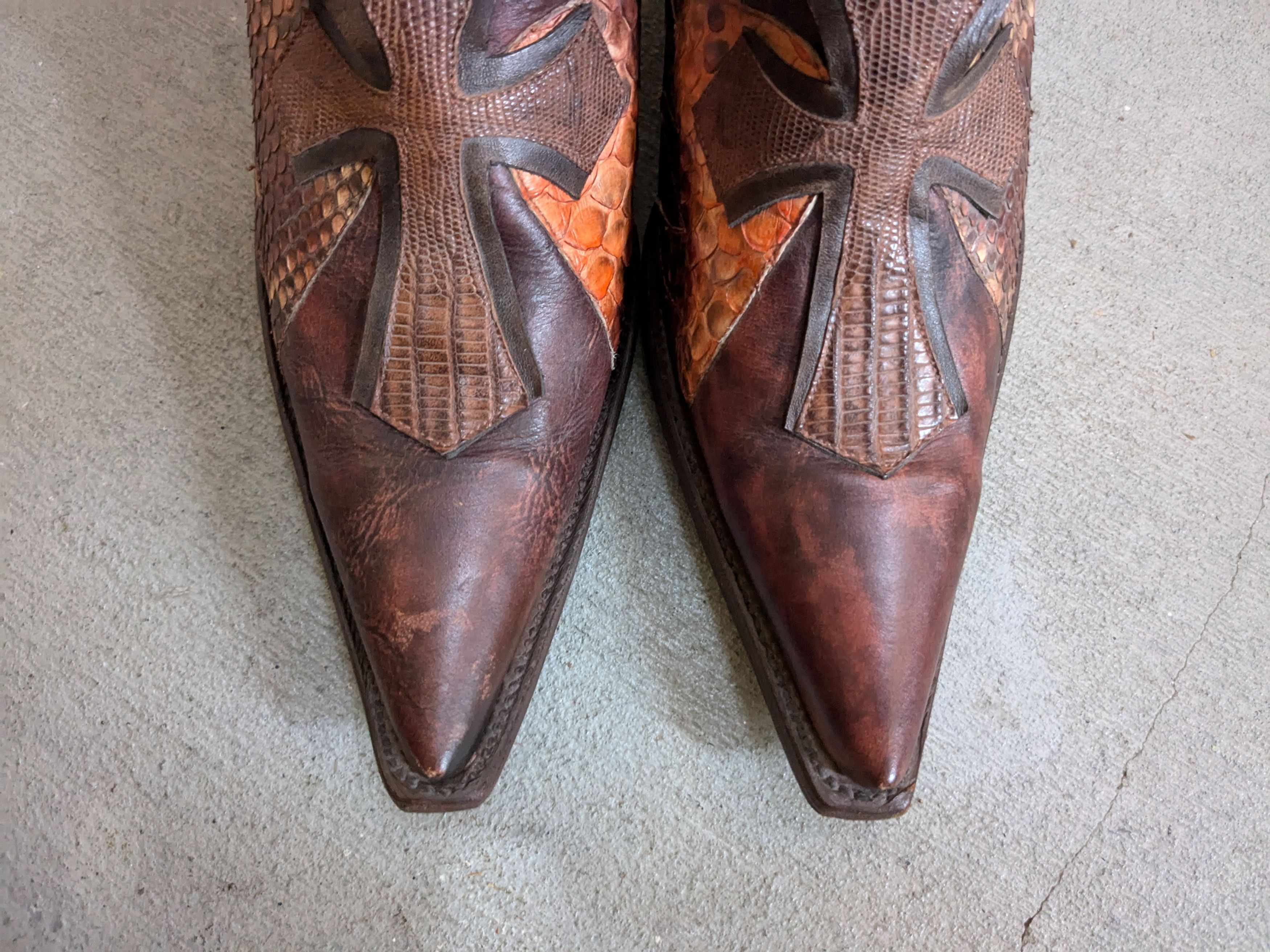 Genuine Leather × Vintage Stetson Cowboy Boots Brown Python Women 9 Snakeskin Size US 9 / EU 42 - 3 Thumbnail