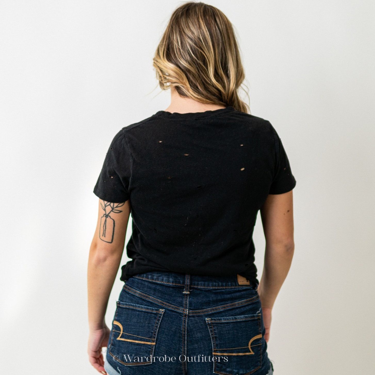 Designer Lulus Distressed Acid Thrashed Black Tee Size S / US 4 / IT 40 - 5 Thumbnail