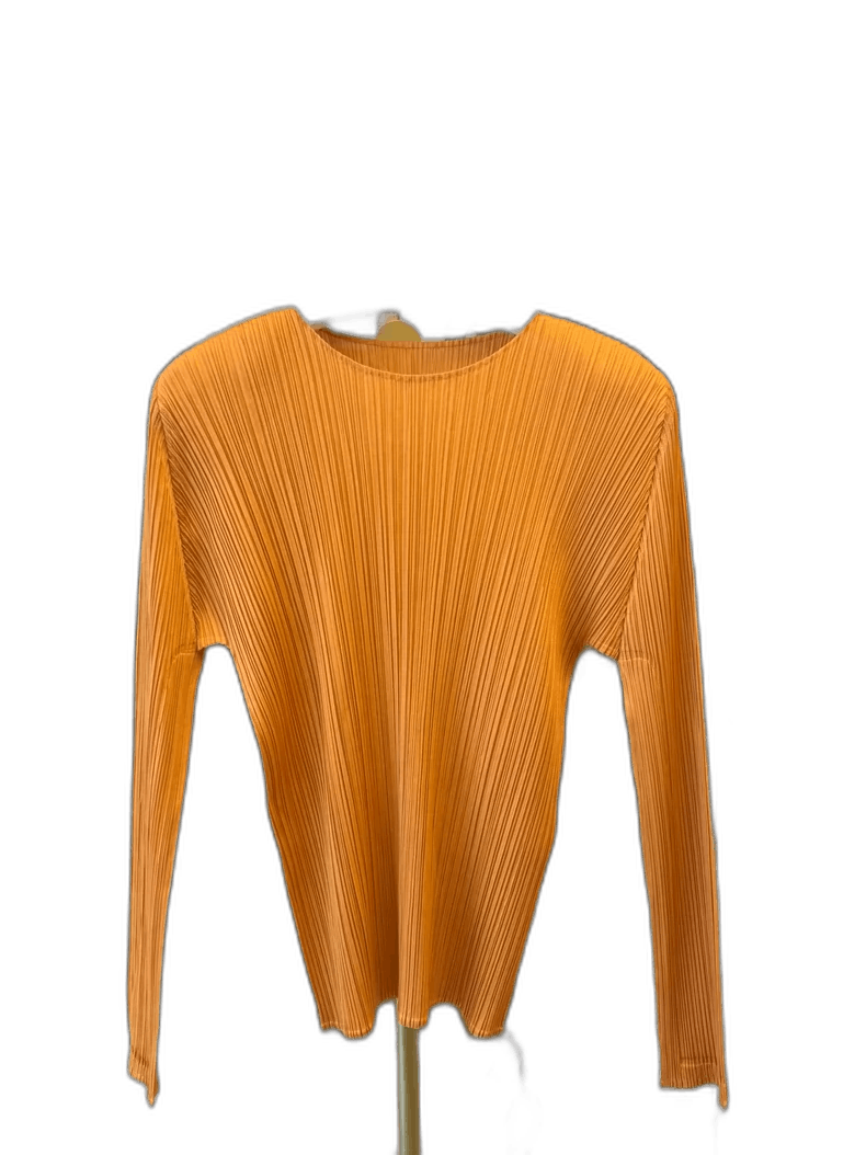 Issey Miyake Issey Miyake Long Sleeve Pleated Top in Yellow Size L / US 10 / IT 46 - 1 Thumbnail