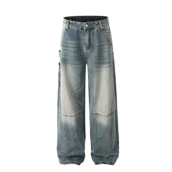 Jean American loose casual washed distressed patchwork work jeans Size US 32 / EU 48 - 7 Thumbnail