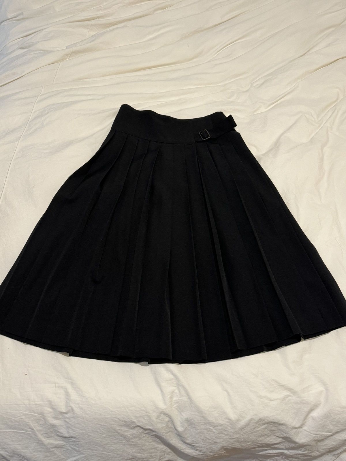 image of Yohji Yamamoto Signature A-Line Pleated Skirt in Black, Women's (Size 30)