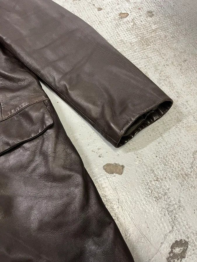 Emporio Armani 1990s Emporio Armani Dark Brown Leather Trench Coat Size US M / EU 48-50 / 2 - 6 Thumbnail