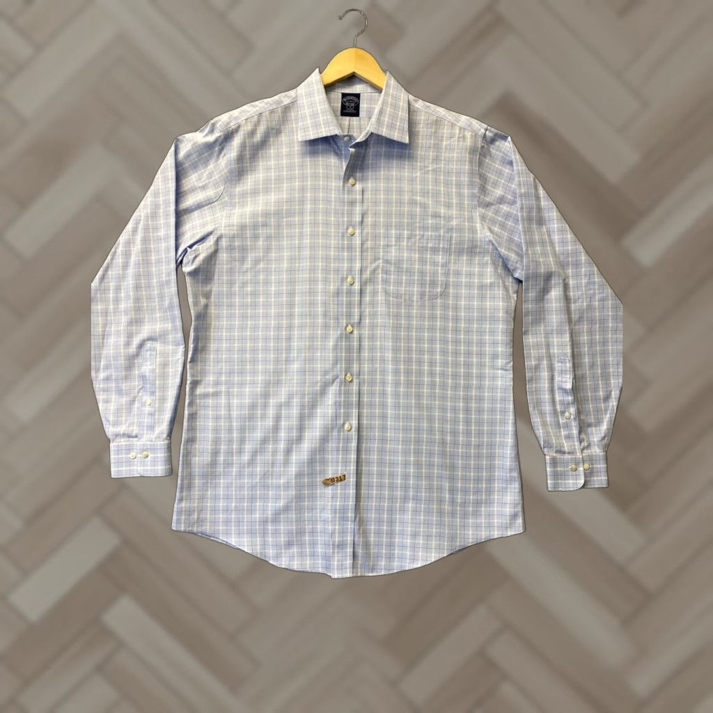 Brooks Brothers Brooks Brothers Button-Up Shirt Mens 17 36/37 Blue Plaid Cotton / 161-17 Button-Up Shirt Size US XL / EU 56 / 4 - 1 Thumbnail