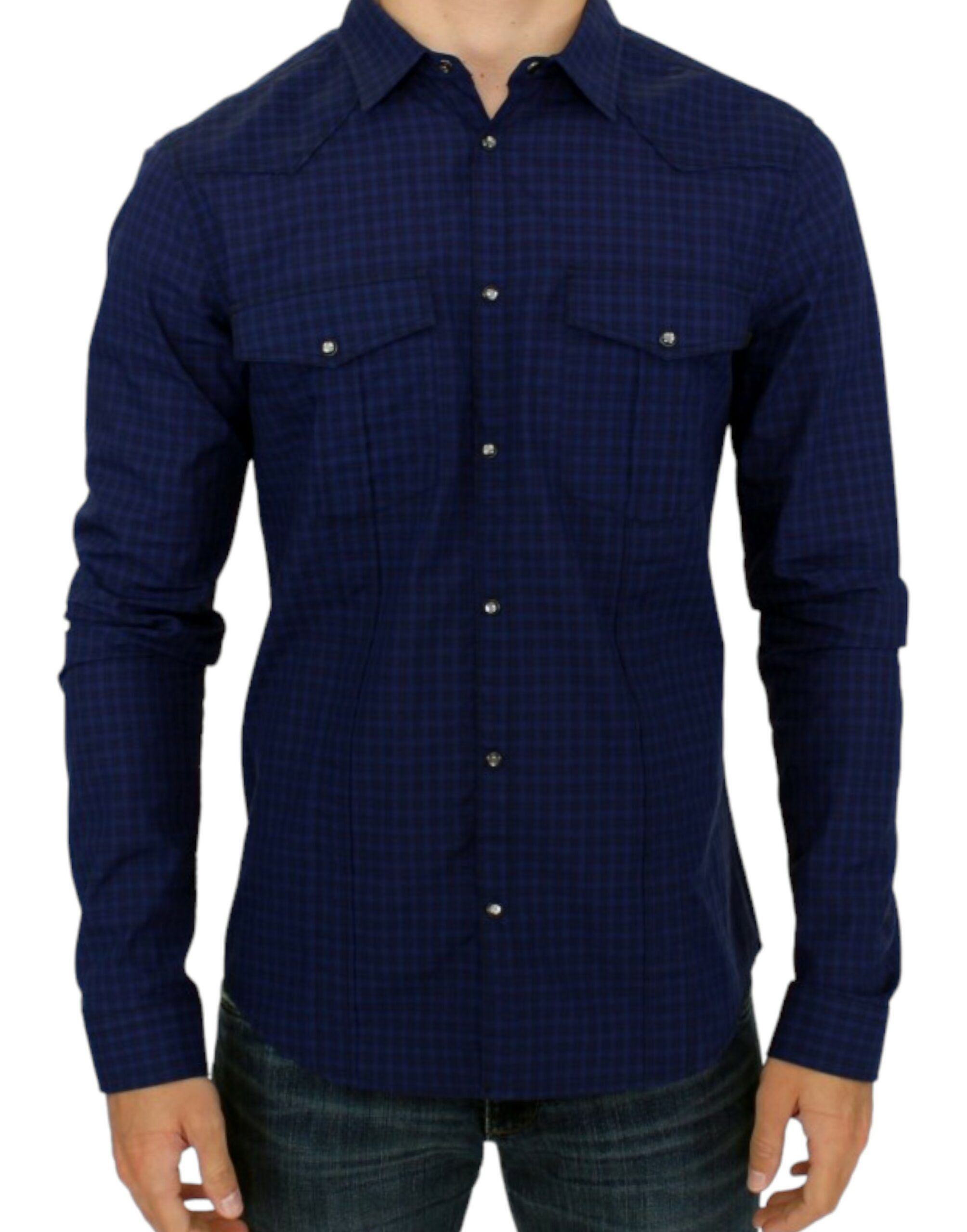 Costume National Chic Blue Checkered Casual Cotton Men's Shirt Size US M / EU 48-50 / 2 - 1 Thumbnail
