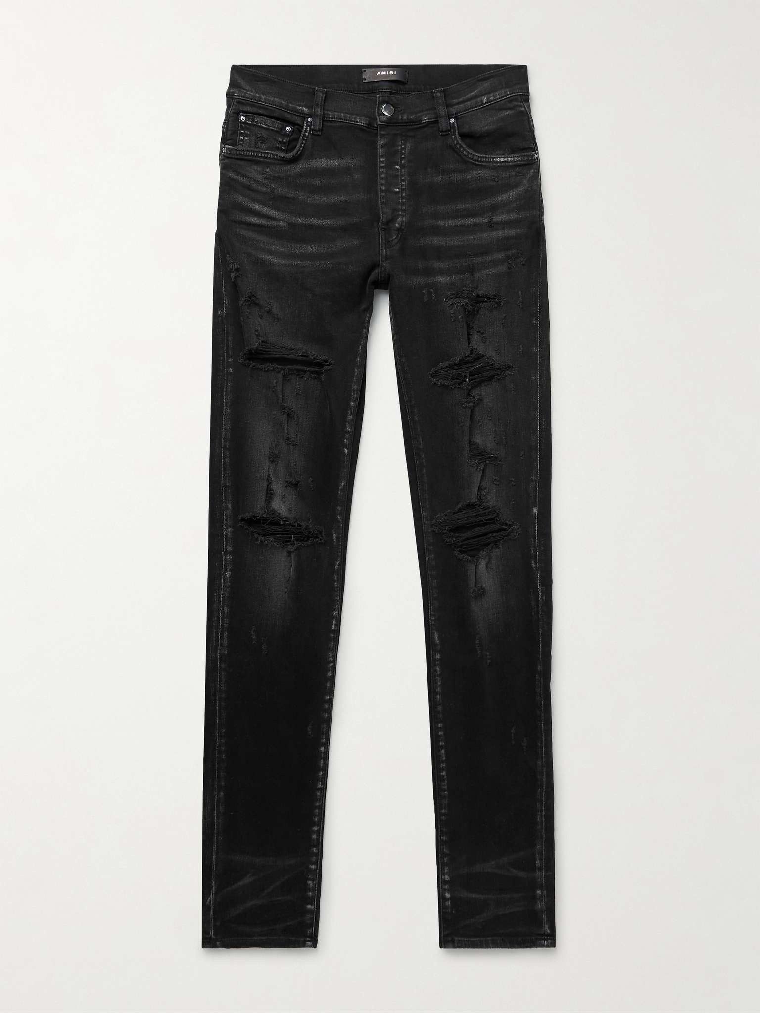 Amiri o1gr1nt0426 Thrasher Plus Aged Jeans in Black Size US 31 - 1 Thumbnail